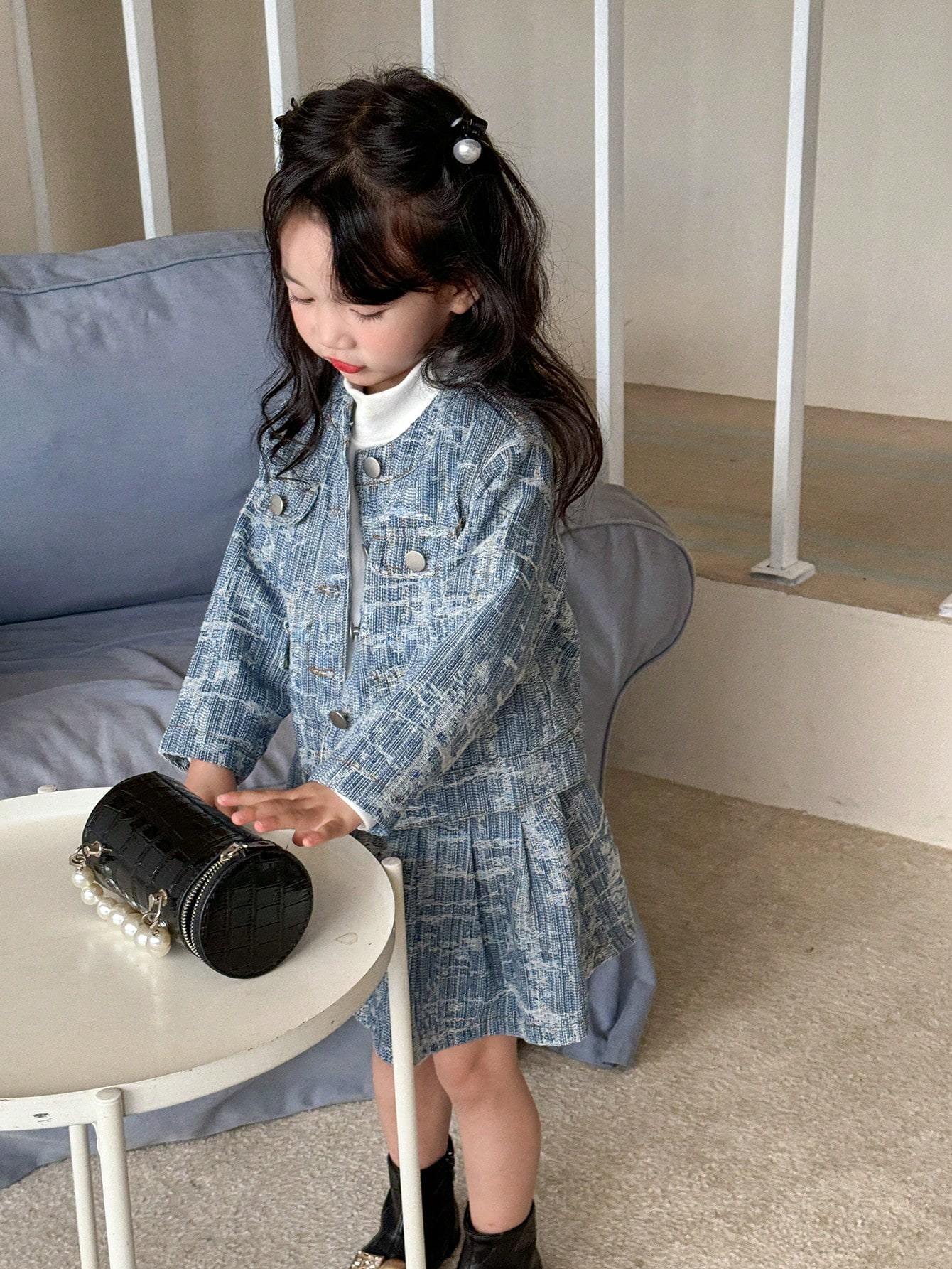 Young Girls Denim Two-piece Outfits