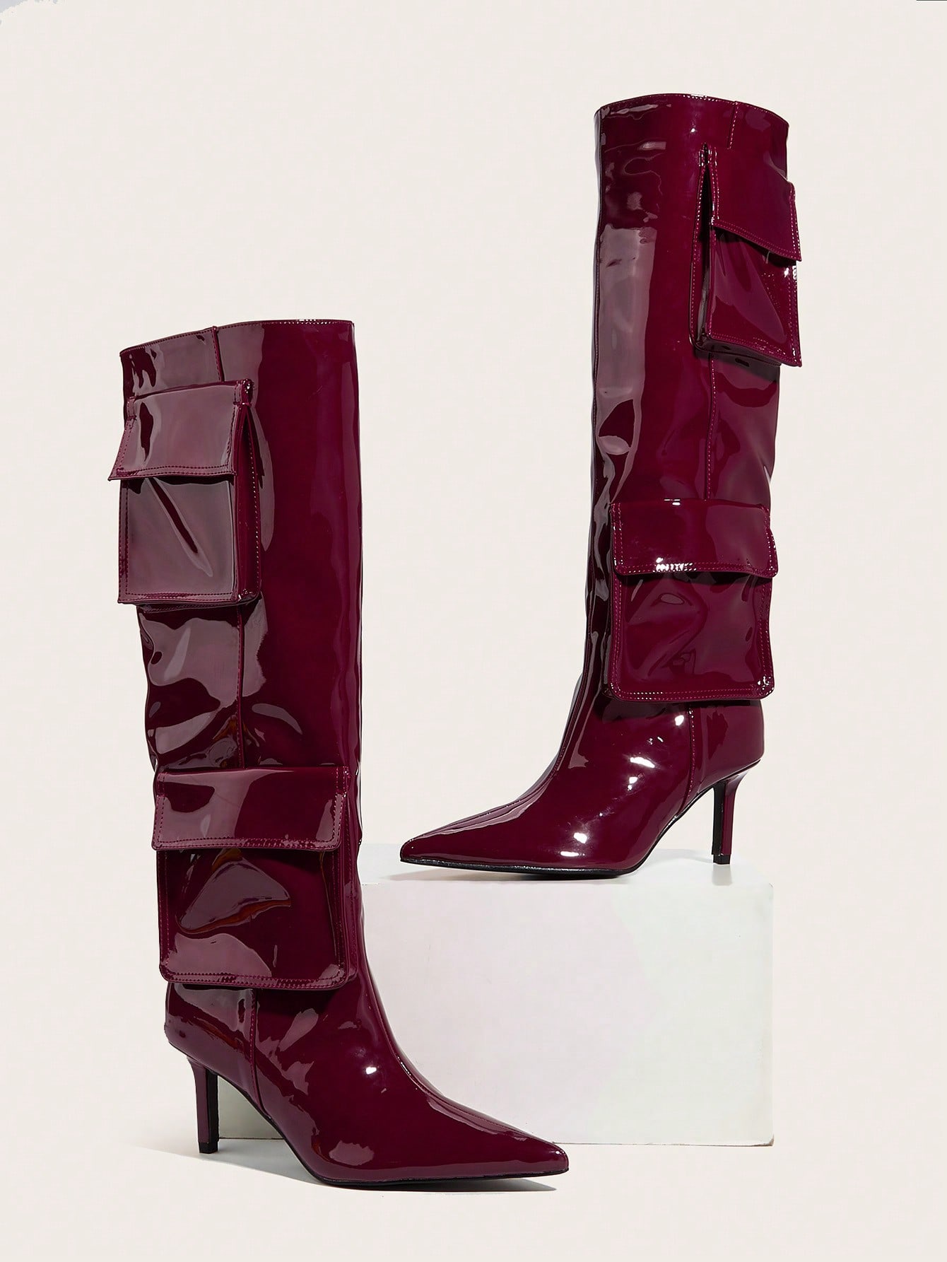 In Burgundy Women Fashion Boots