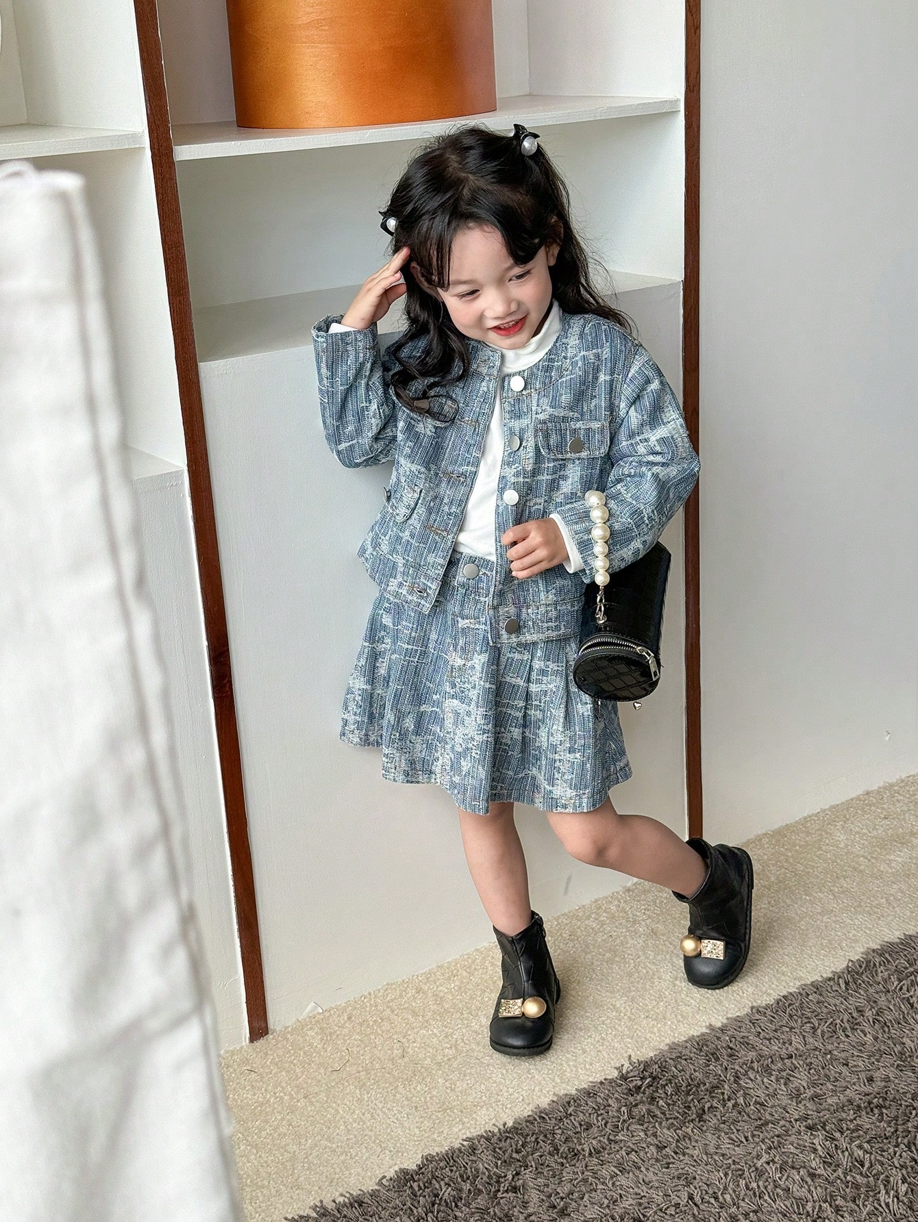 Young Girls Denim Two-piece Outfits