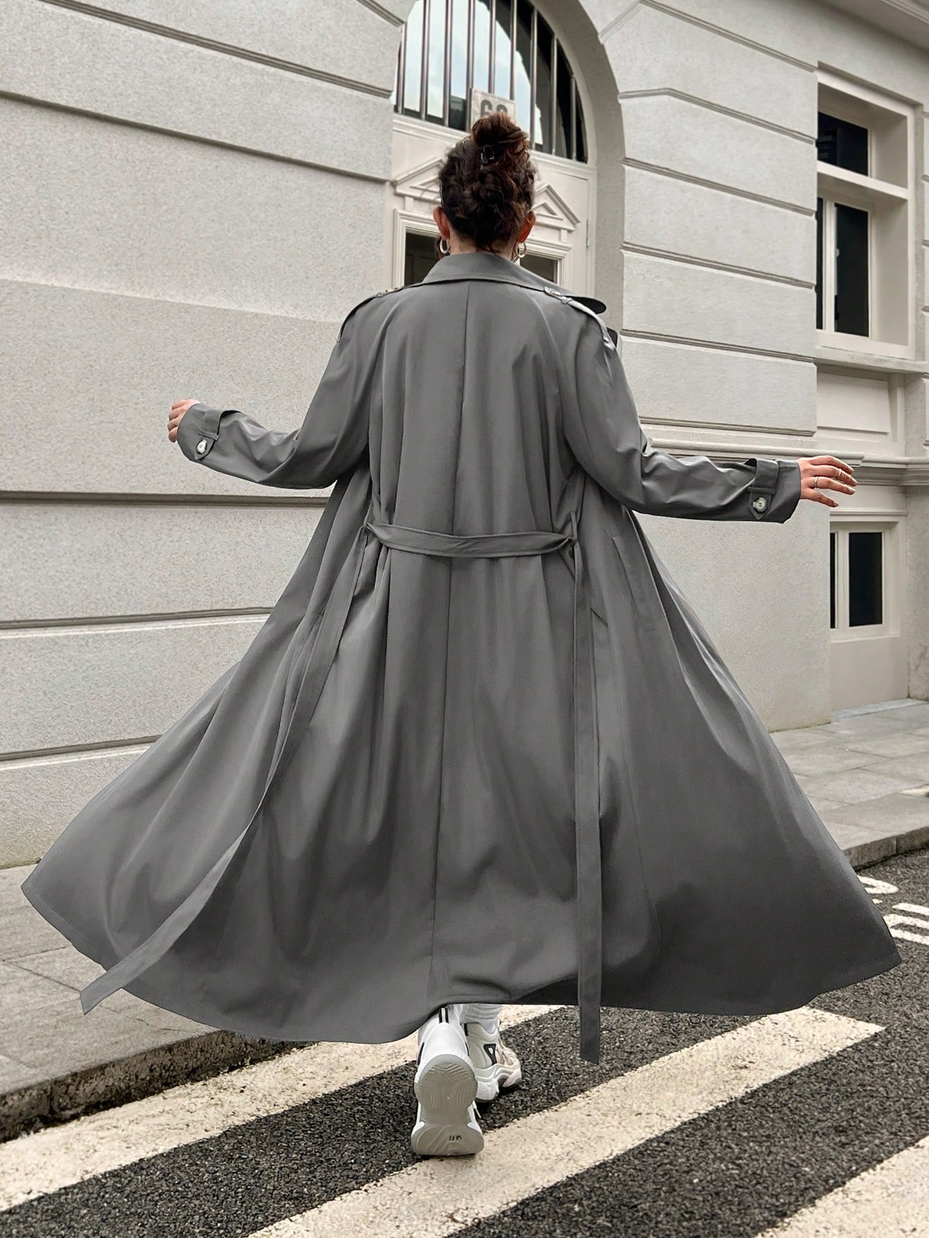 In Long Sleeve Plus Size Trench Coats