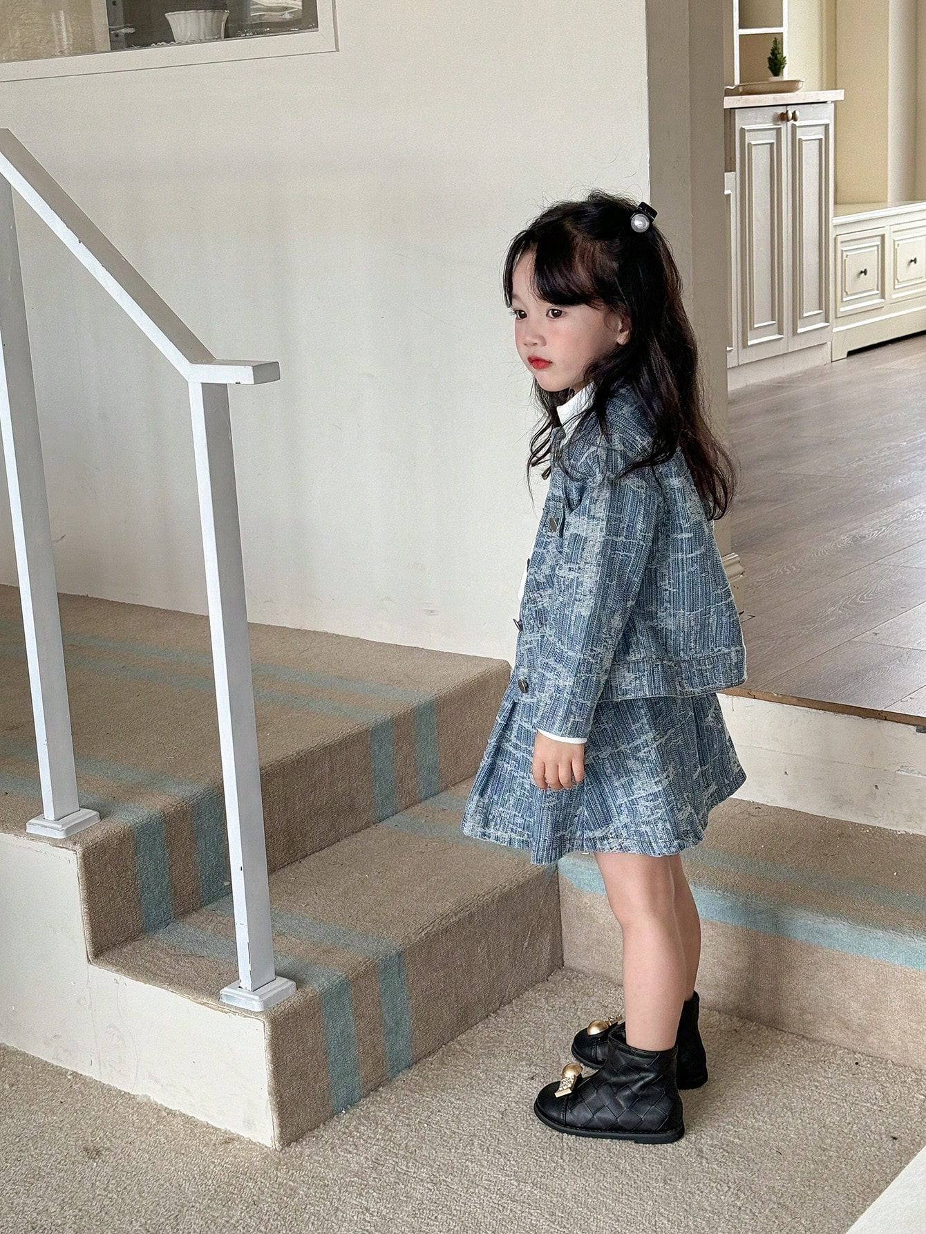 Young Girls Denim Two-piece Outfits