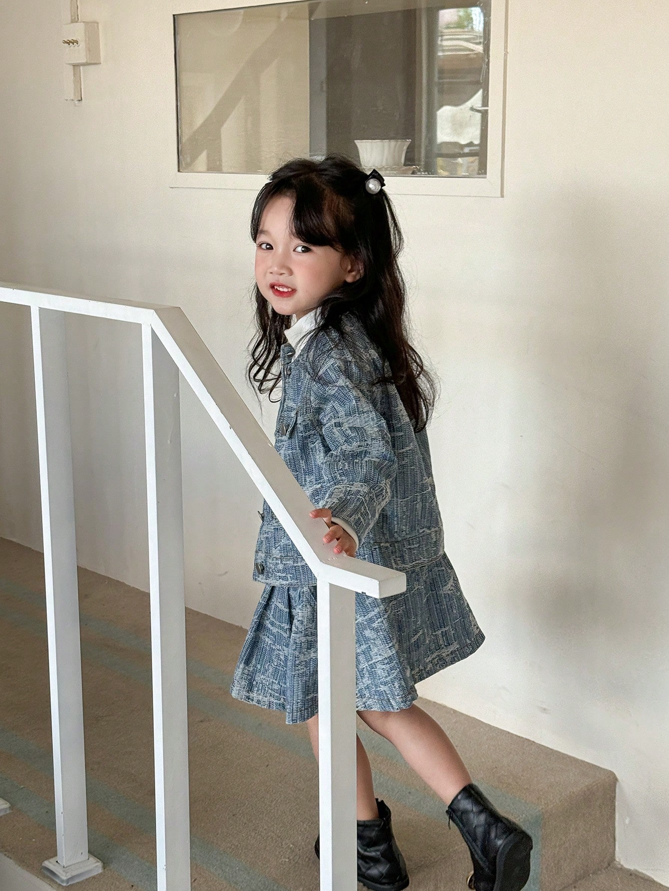 Young Girls Denim Two-piece Outfits