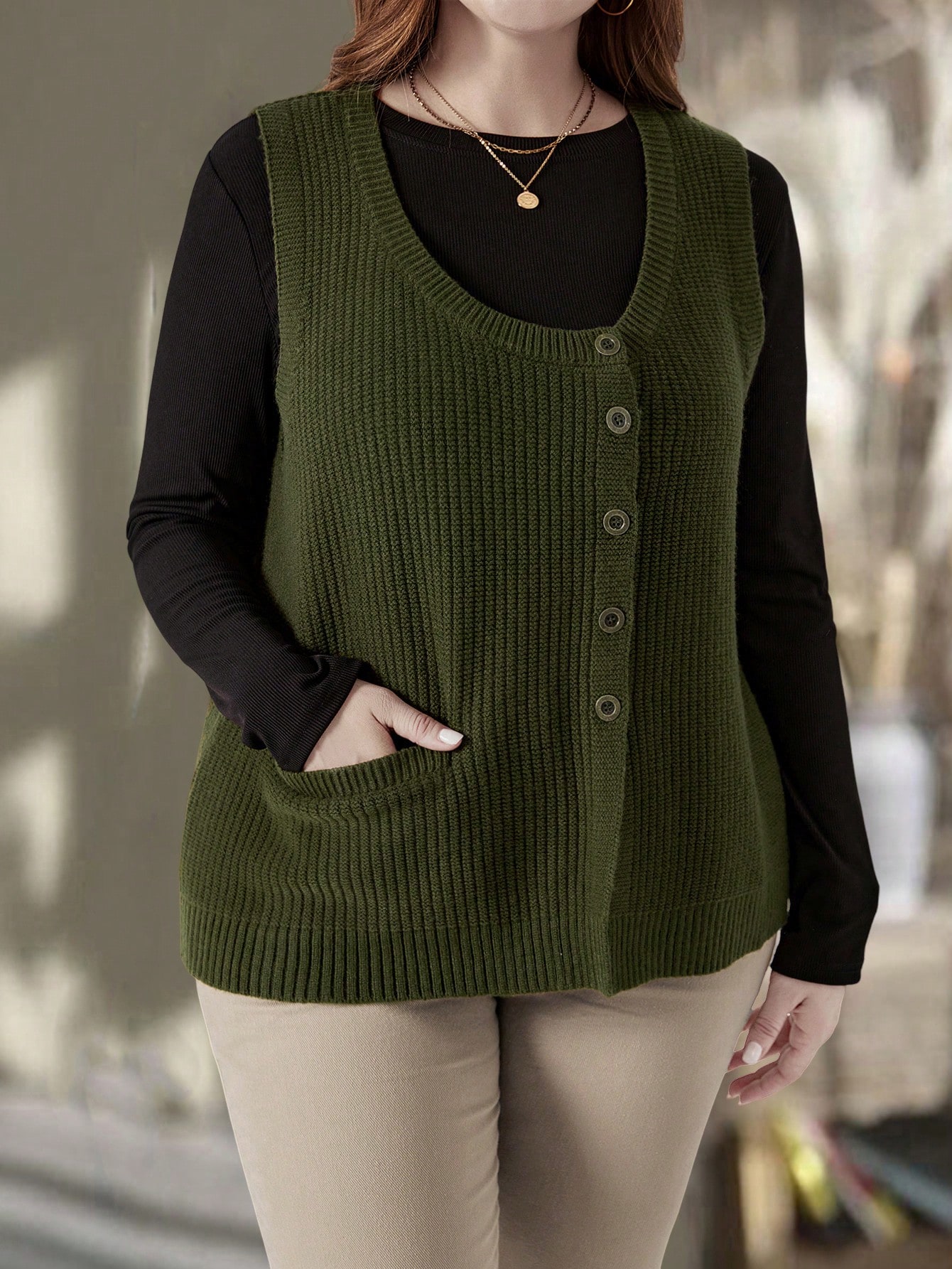 In Casual Plus Size Sweater Vests