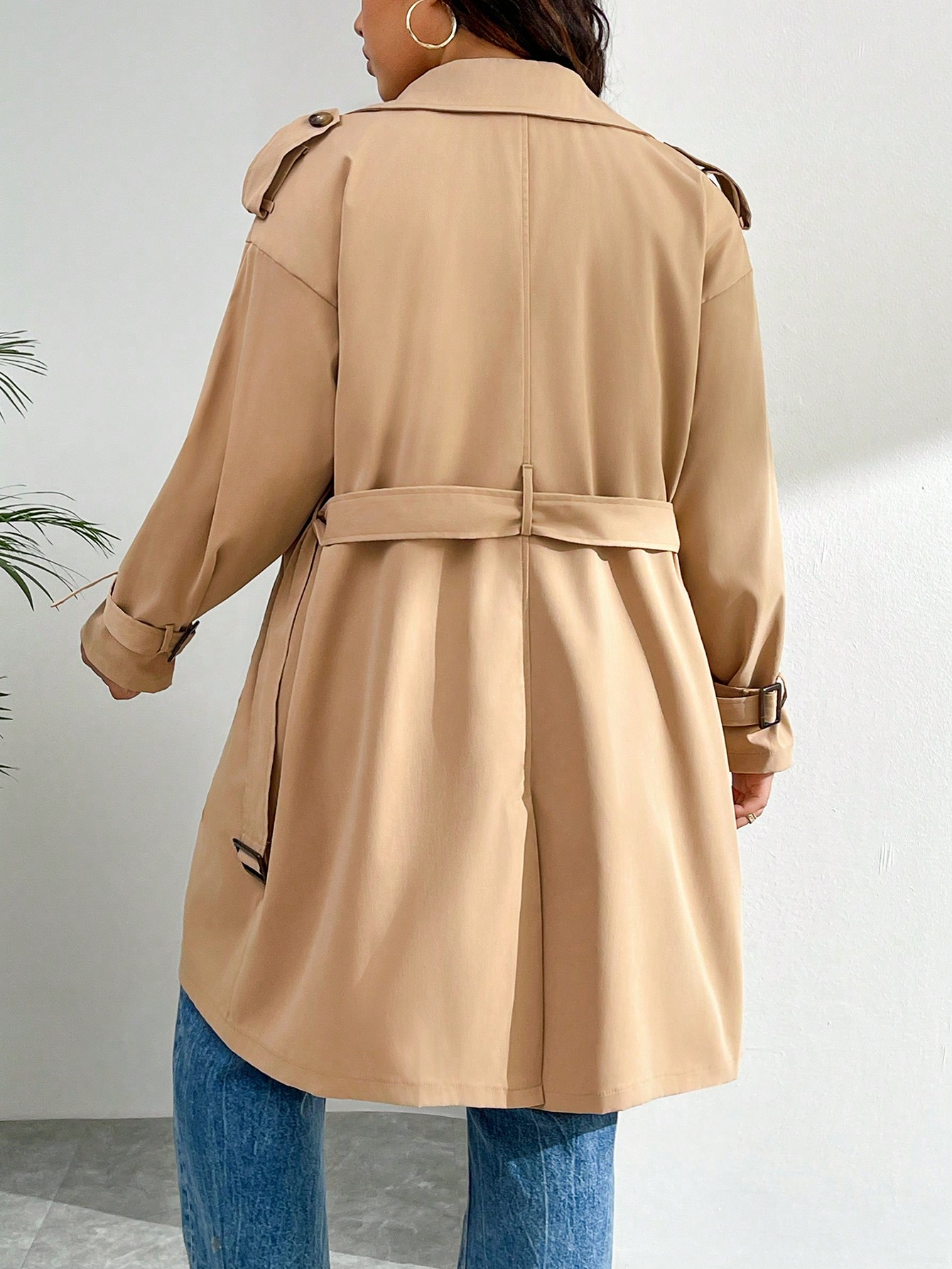 In Long Sleeve Plus Size Trench Coats