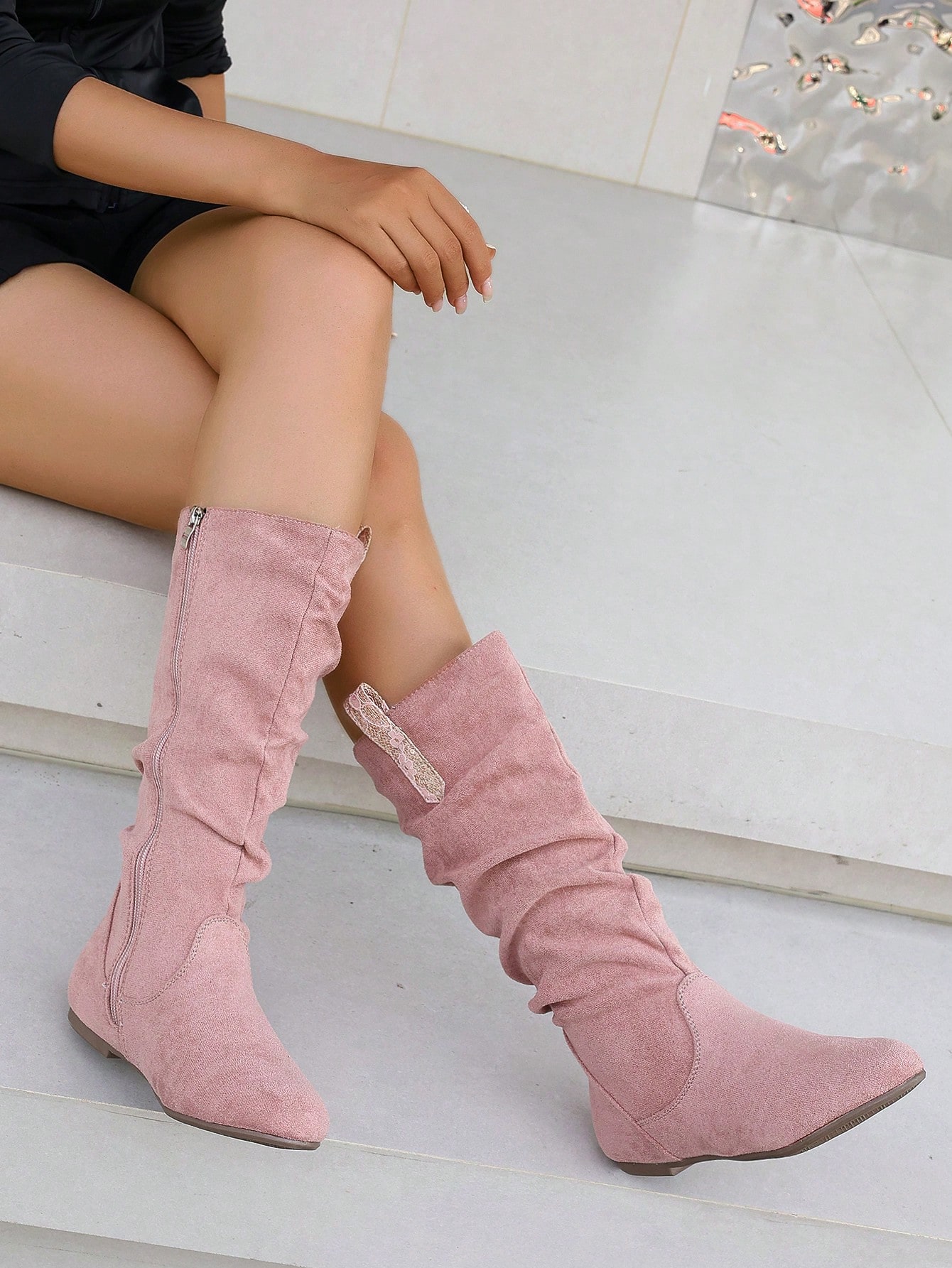 In Pink Women Knee-High Boots