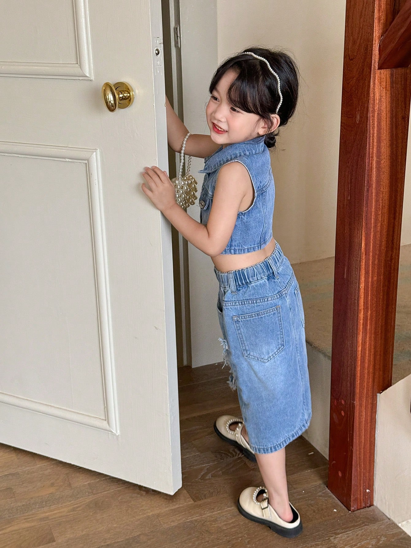 Young Girls Denim Two-piece Outfits