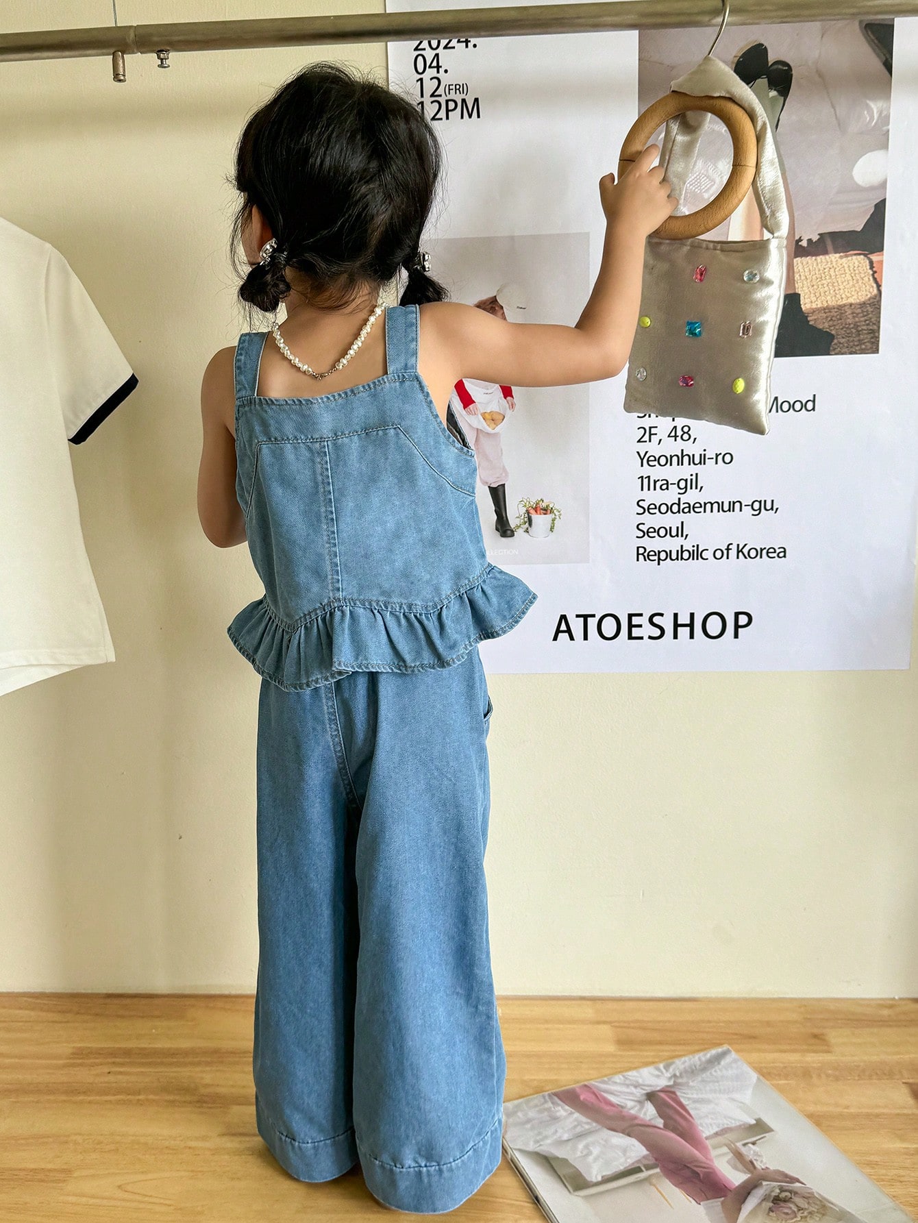 Young Girls Denim Two-piece Outfits