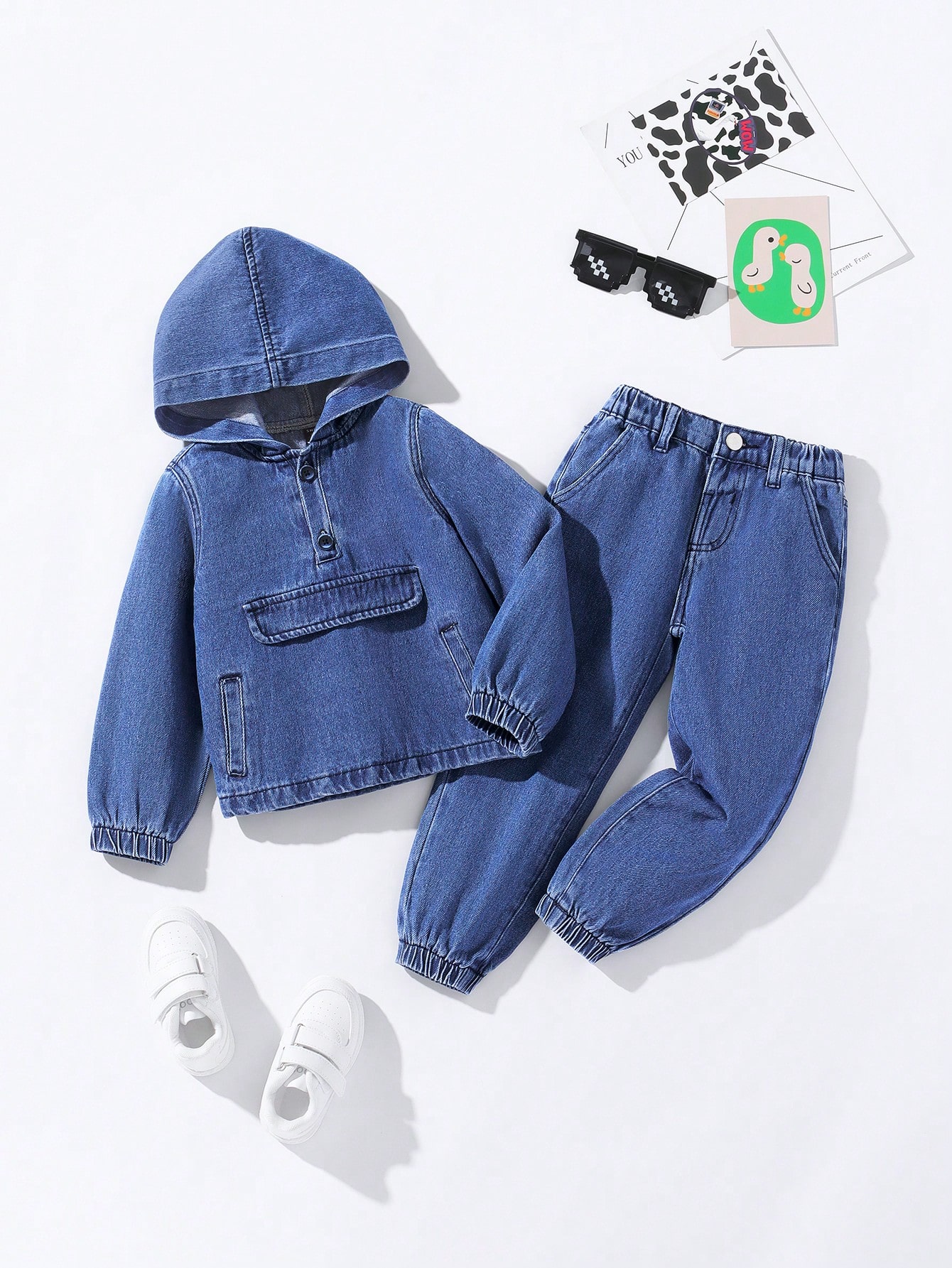 Young Boys Denim Two-piece Outfits