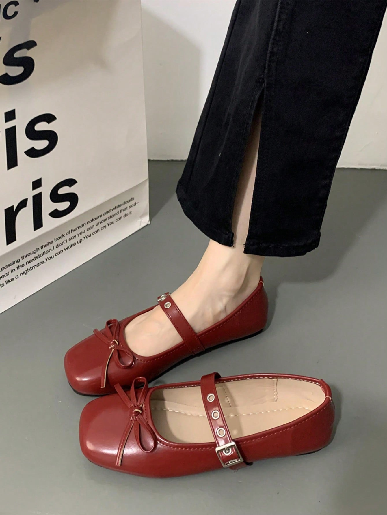 In Burgundy Women Flats