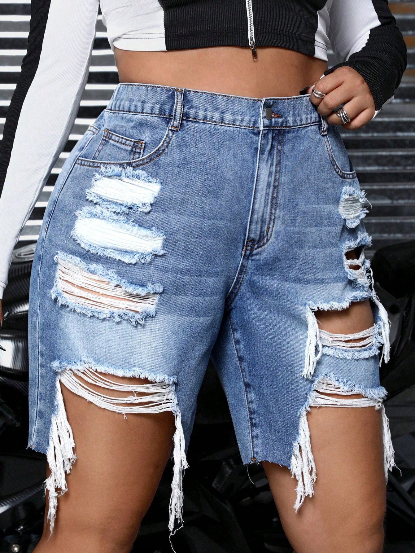 Plus Size Denim Shorts