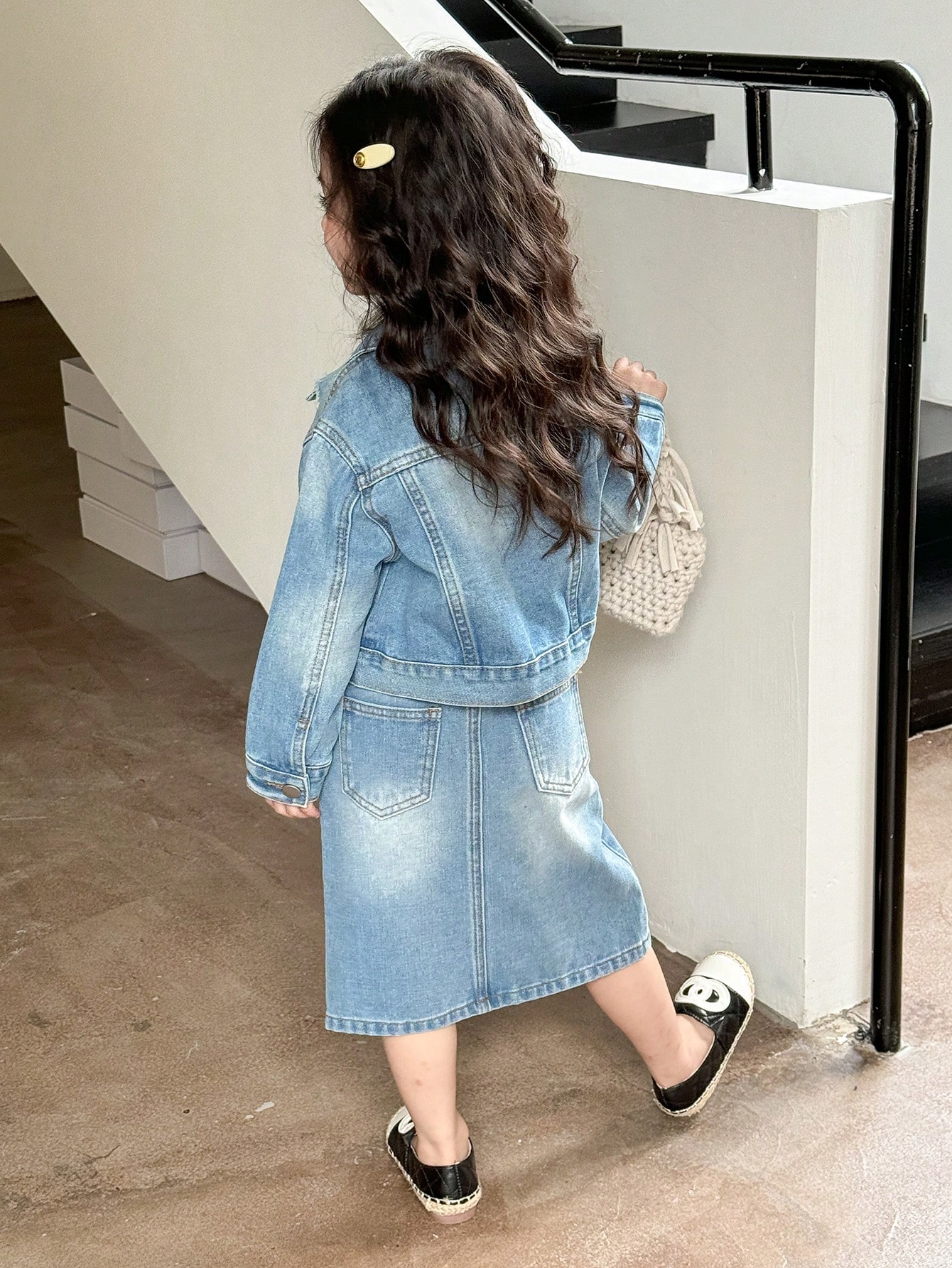 Young Girls Denim Two-piece Outfits