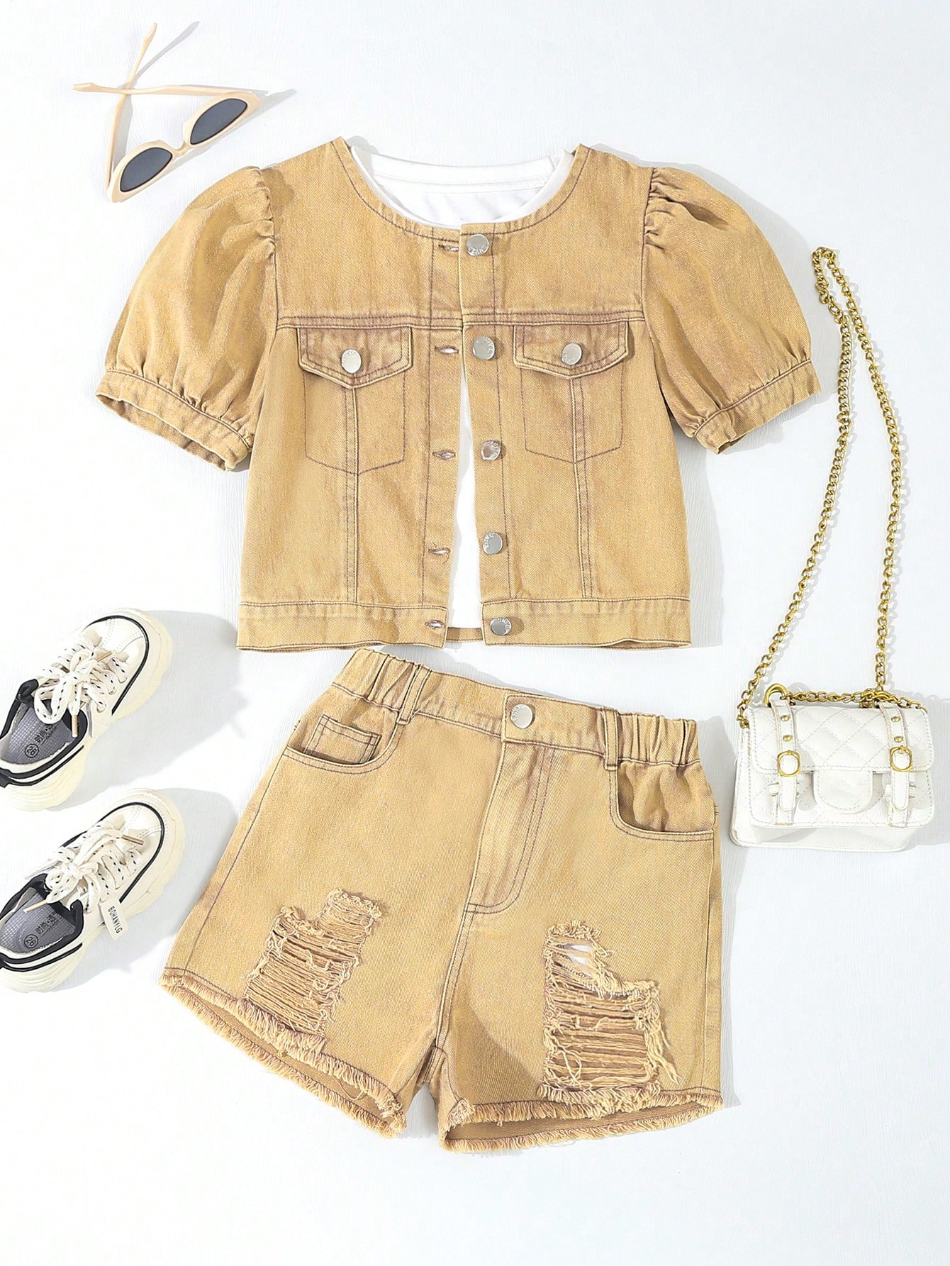 Tween Girls Denim Two-piece Outfits