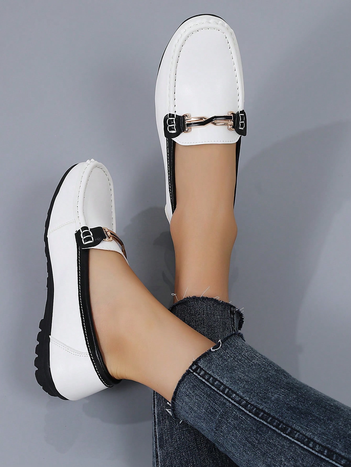 In Black and White Women Flats