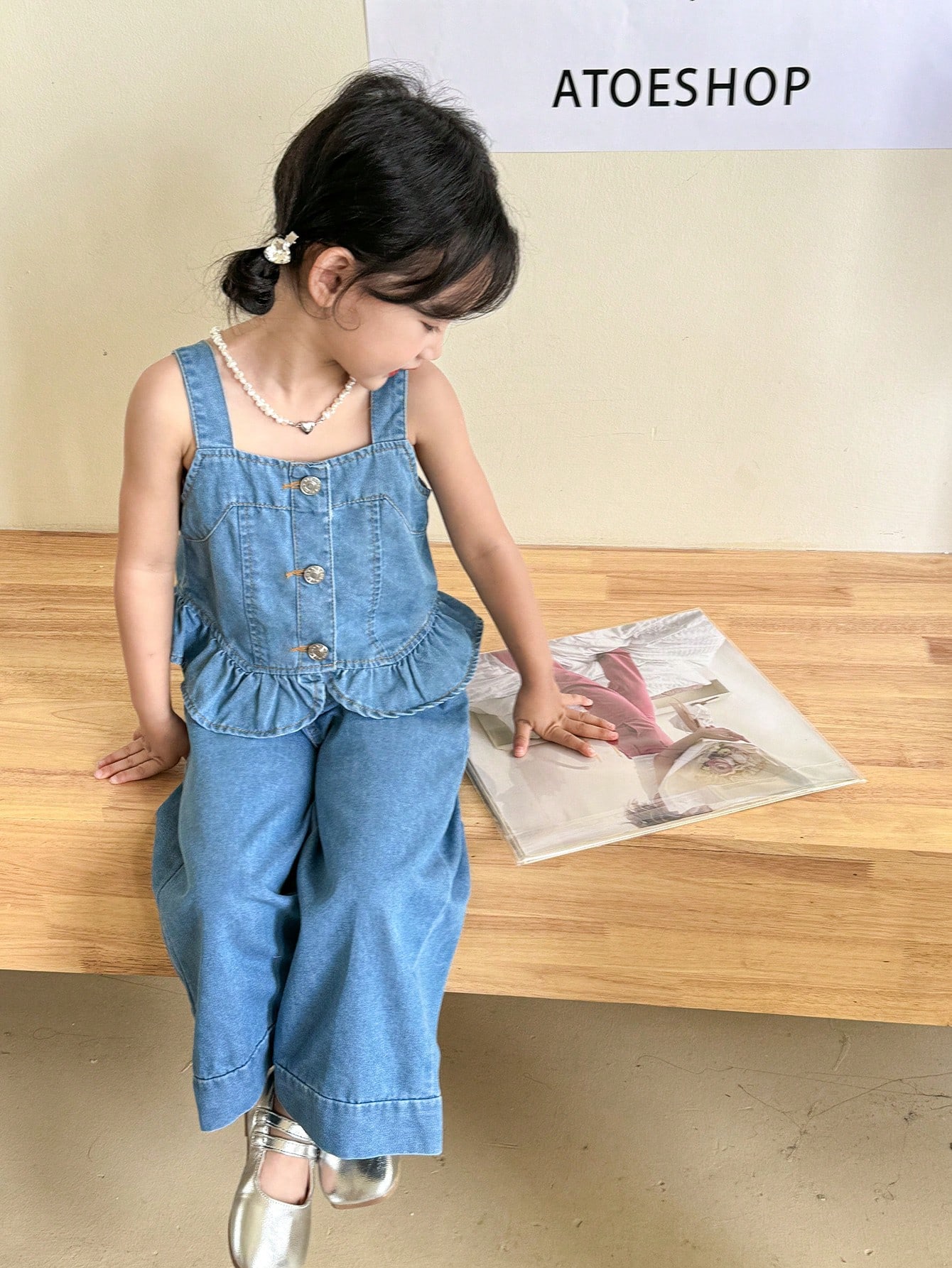 Young Girls Denim Two-piece Outfits