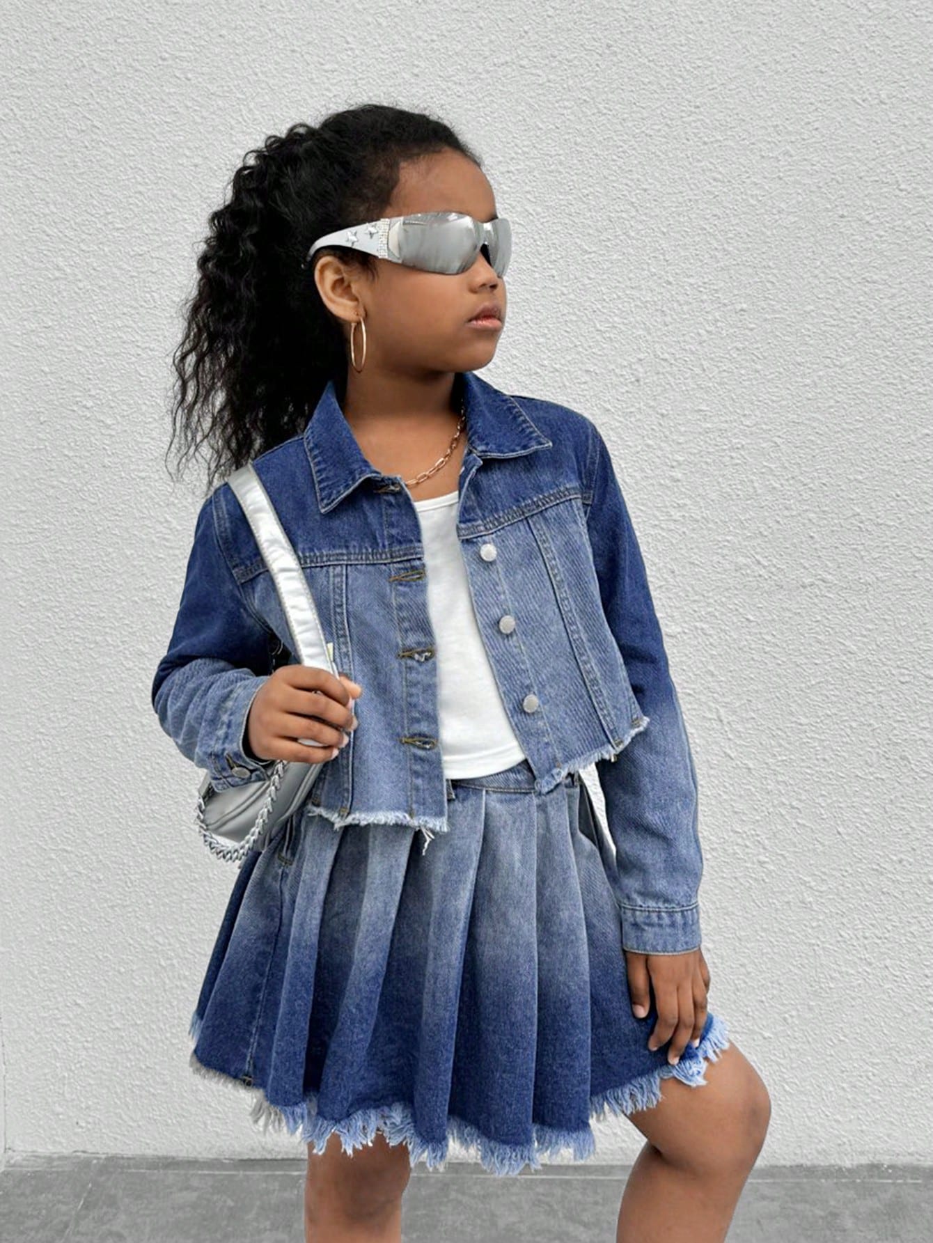 Tween Girls Denim Two-piece Outfits