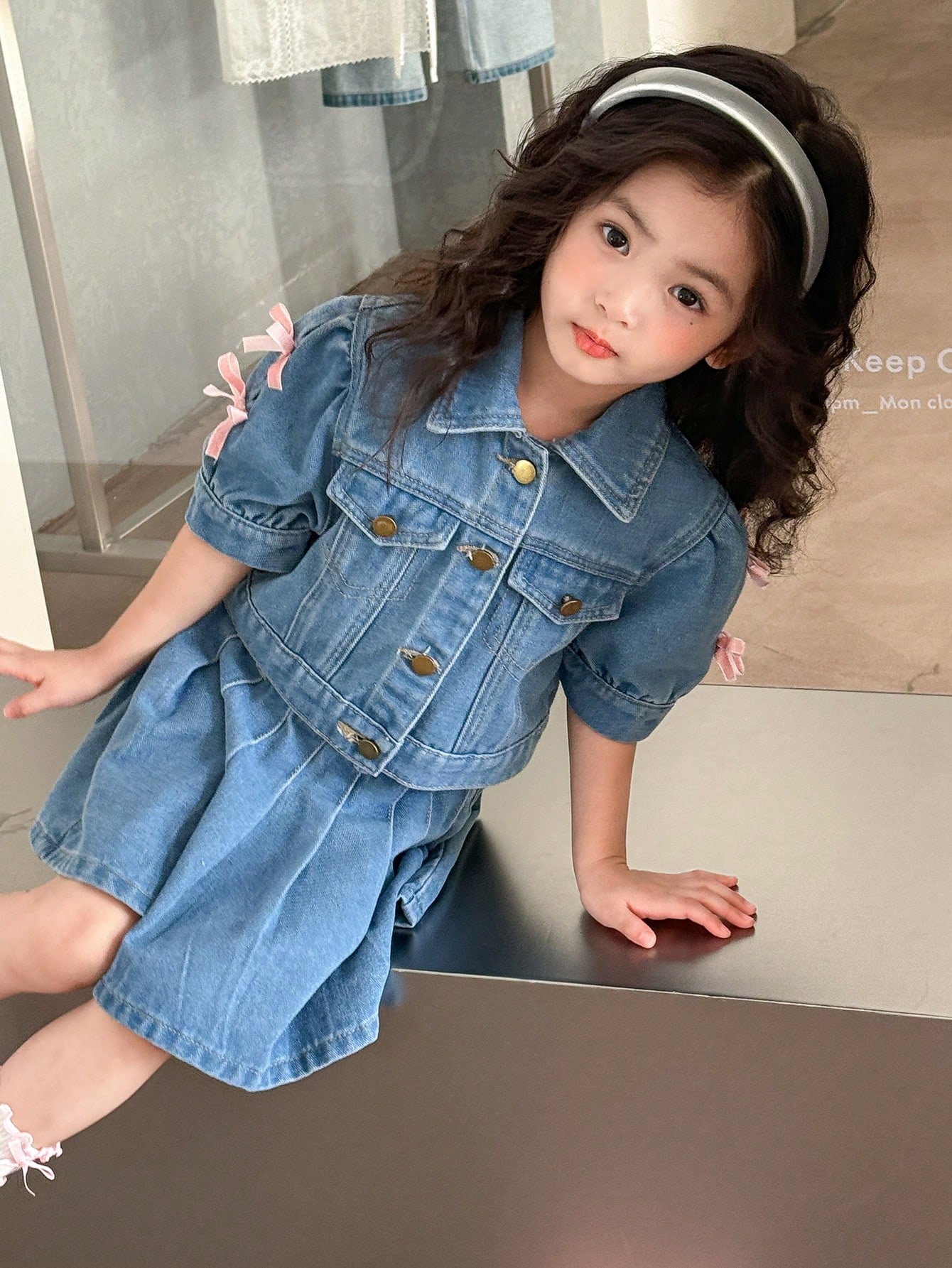 Young Girls Denim Two-piece Outfits