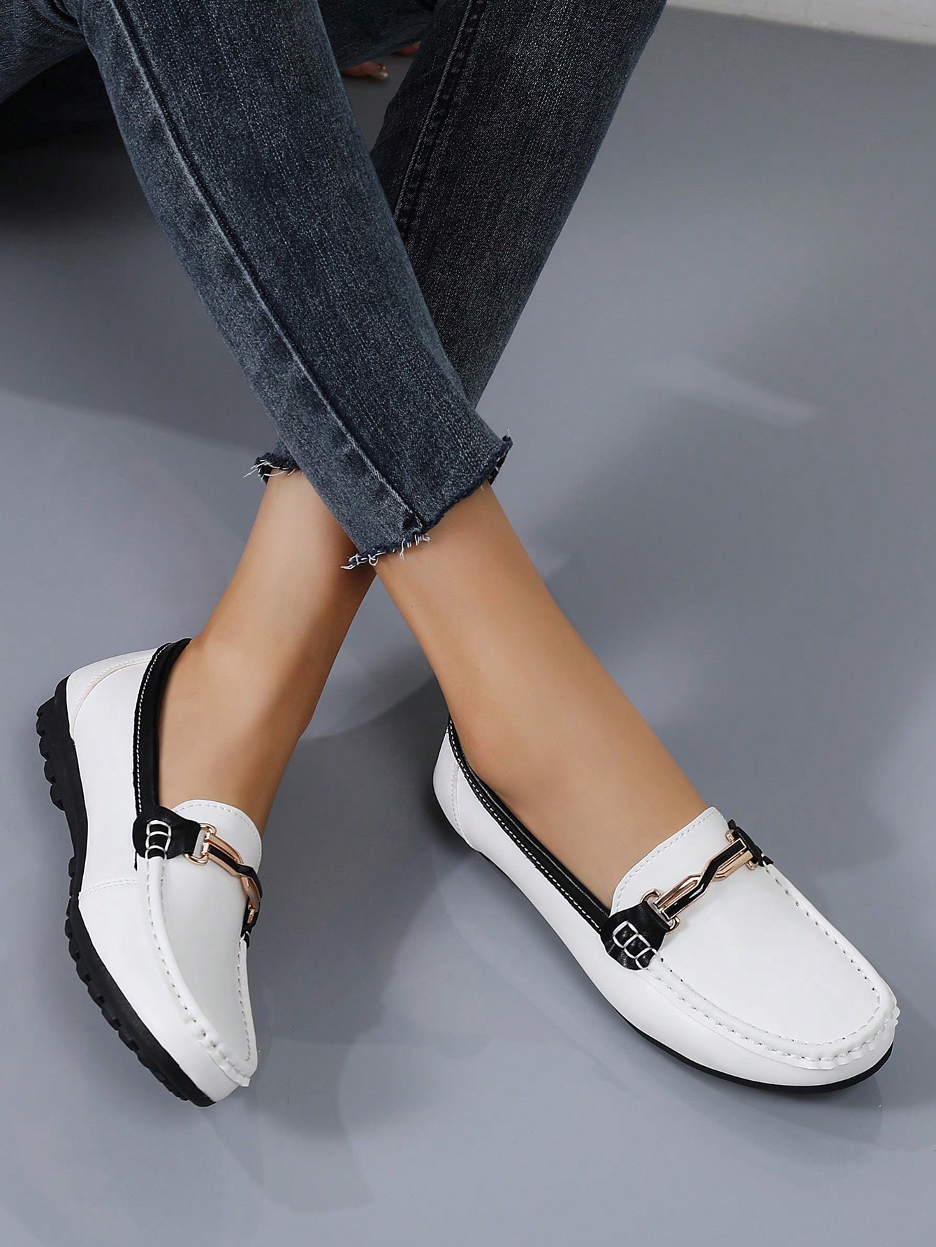 In Black and White Women Flats