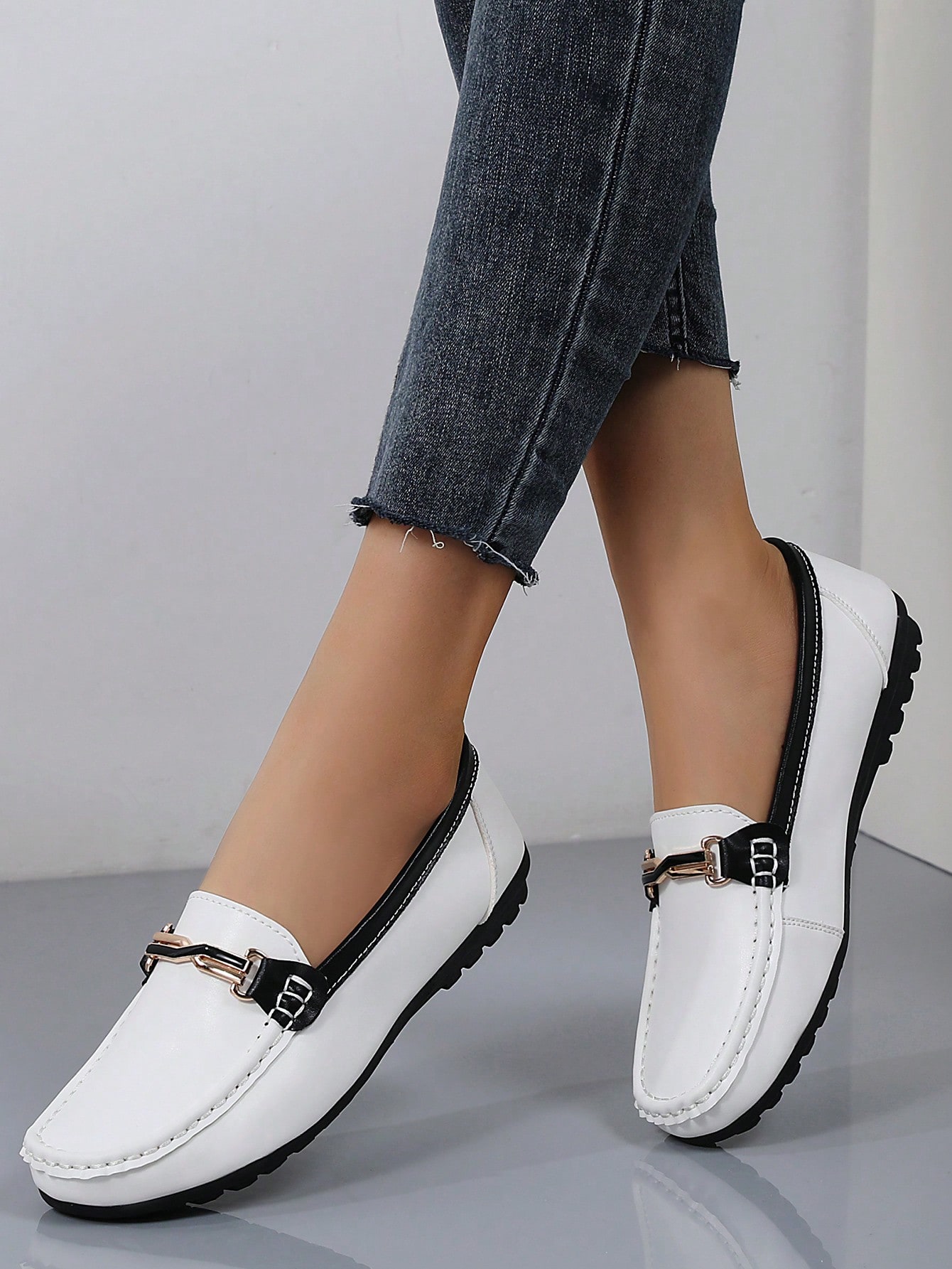 In Black and White Women Flats