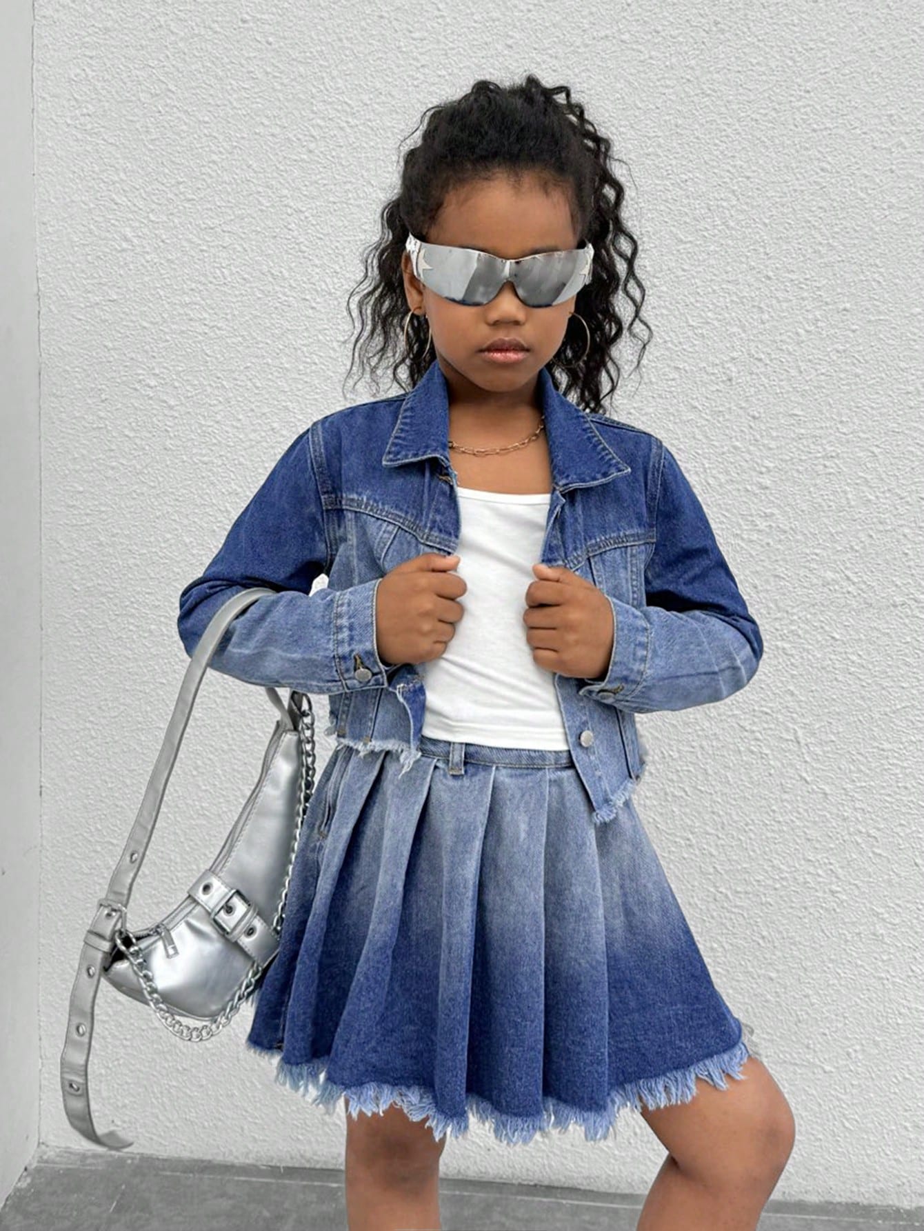 Tween Girls Denim Two-piece Outfits