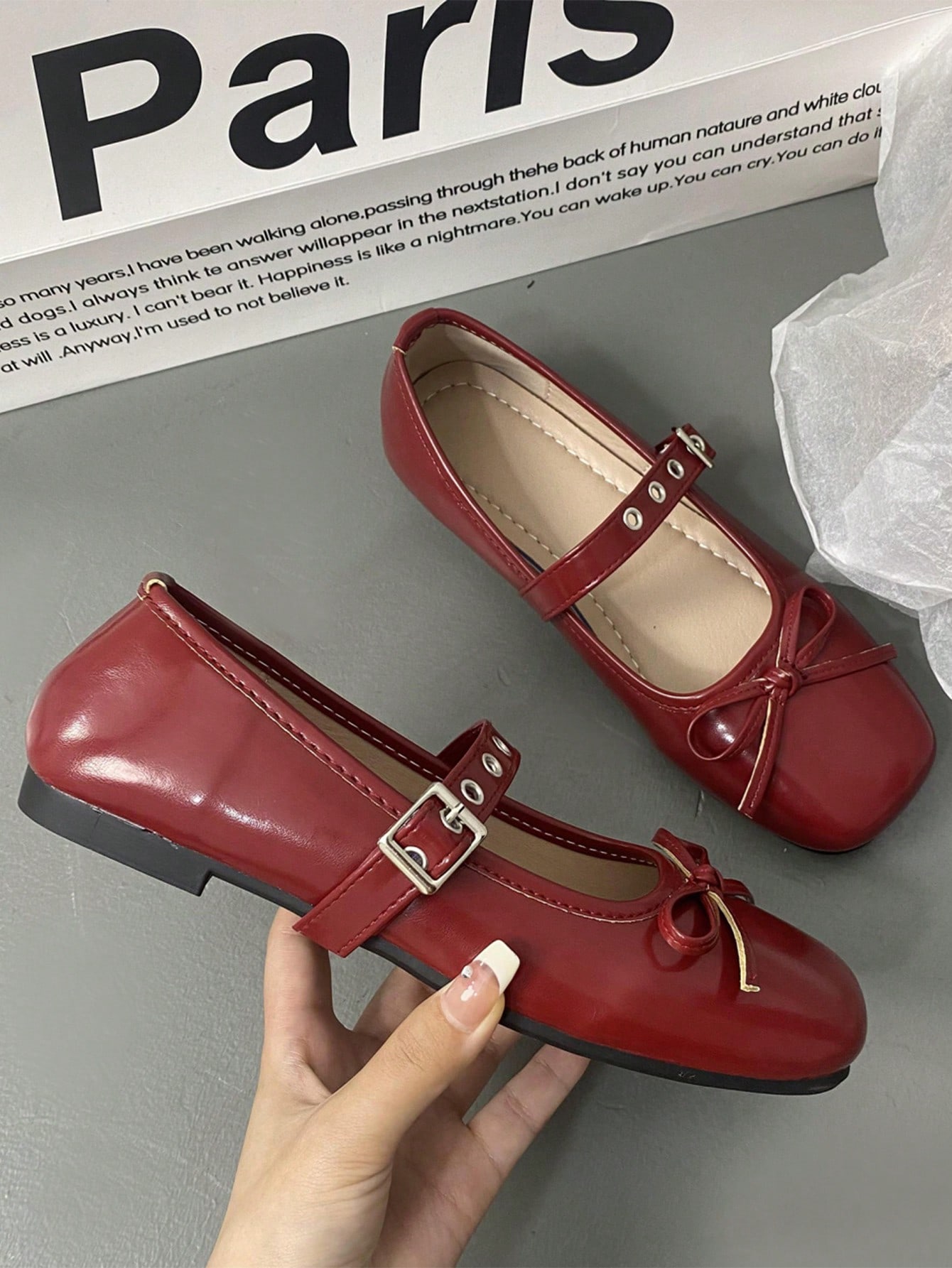 In Burgundy Women Flats