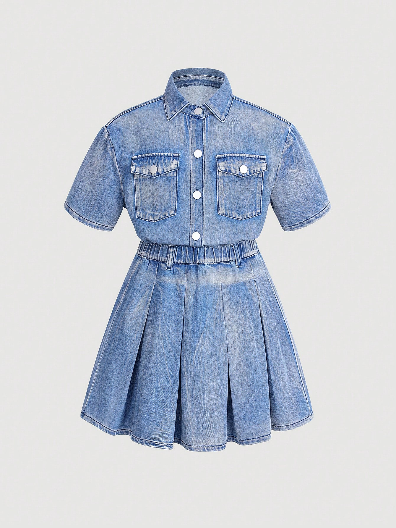 Tween Girls Denim Two-piece Outfits