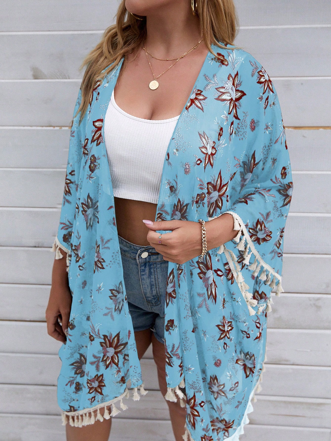 In Long Sleeve Plus Size Kimonos