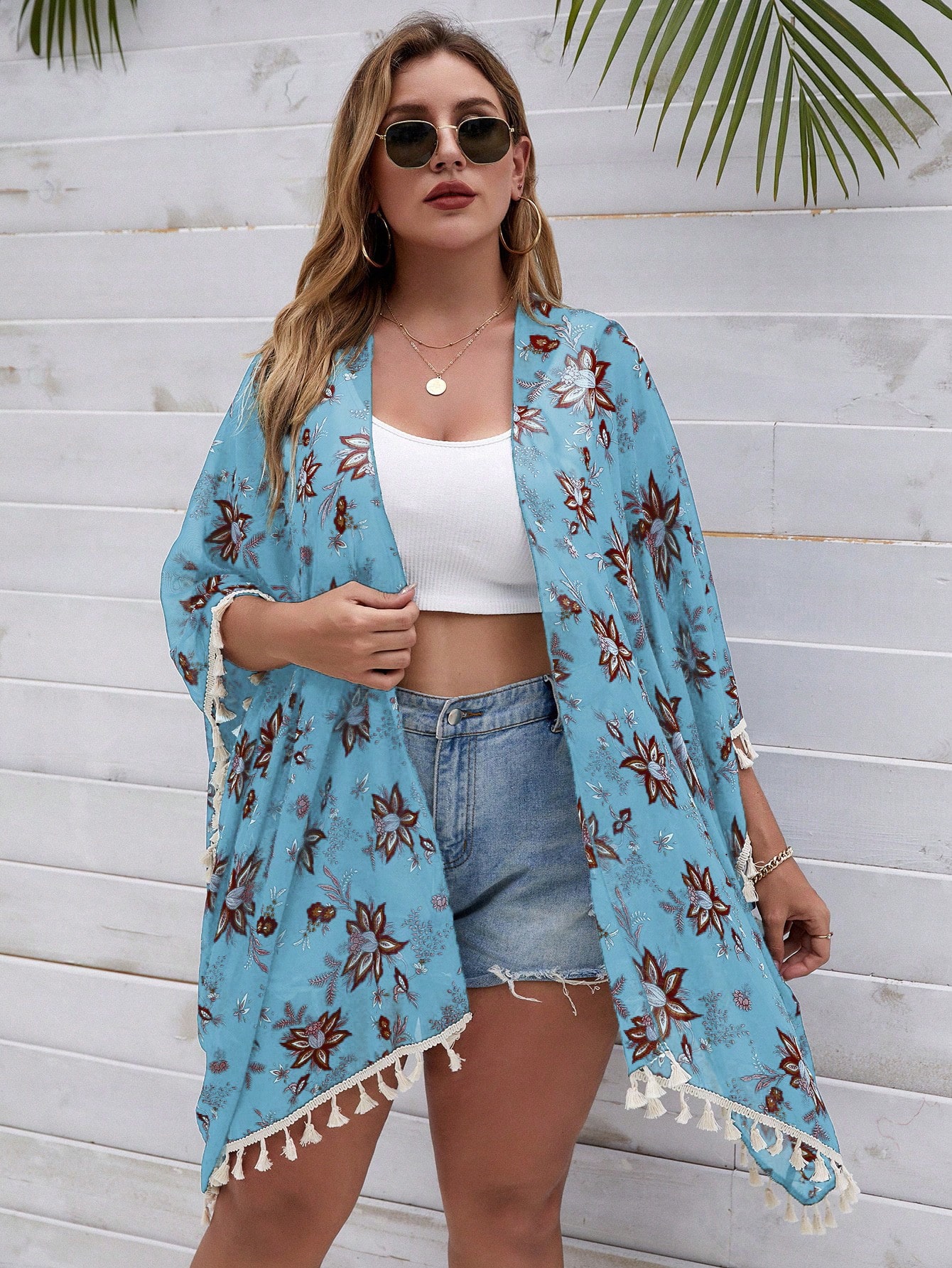 In Long Sleeve Plus Size Kimonos