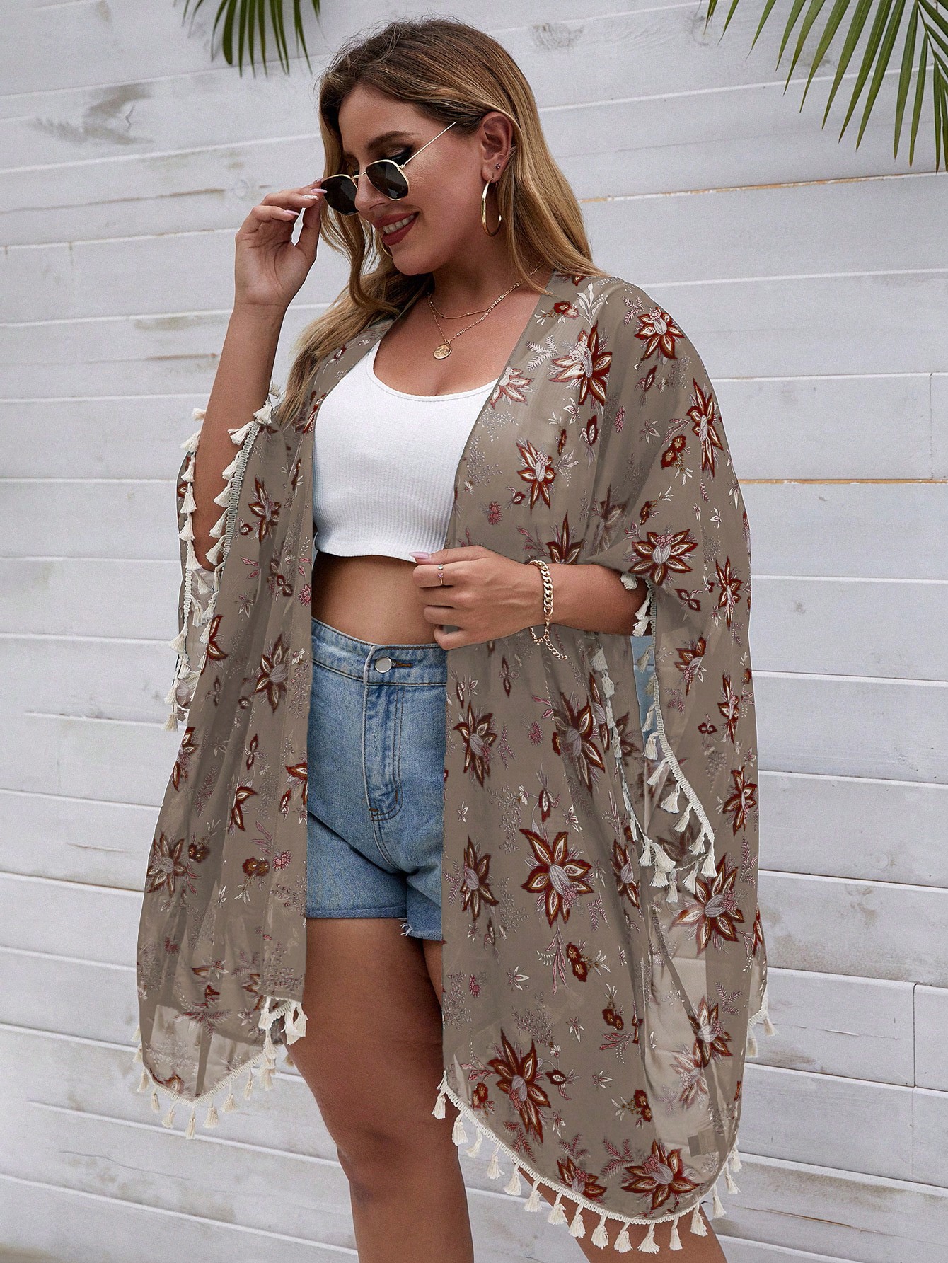 In Long Sleeve Plus Size Kimonos