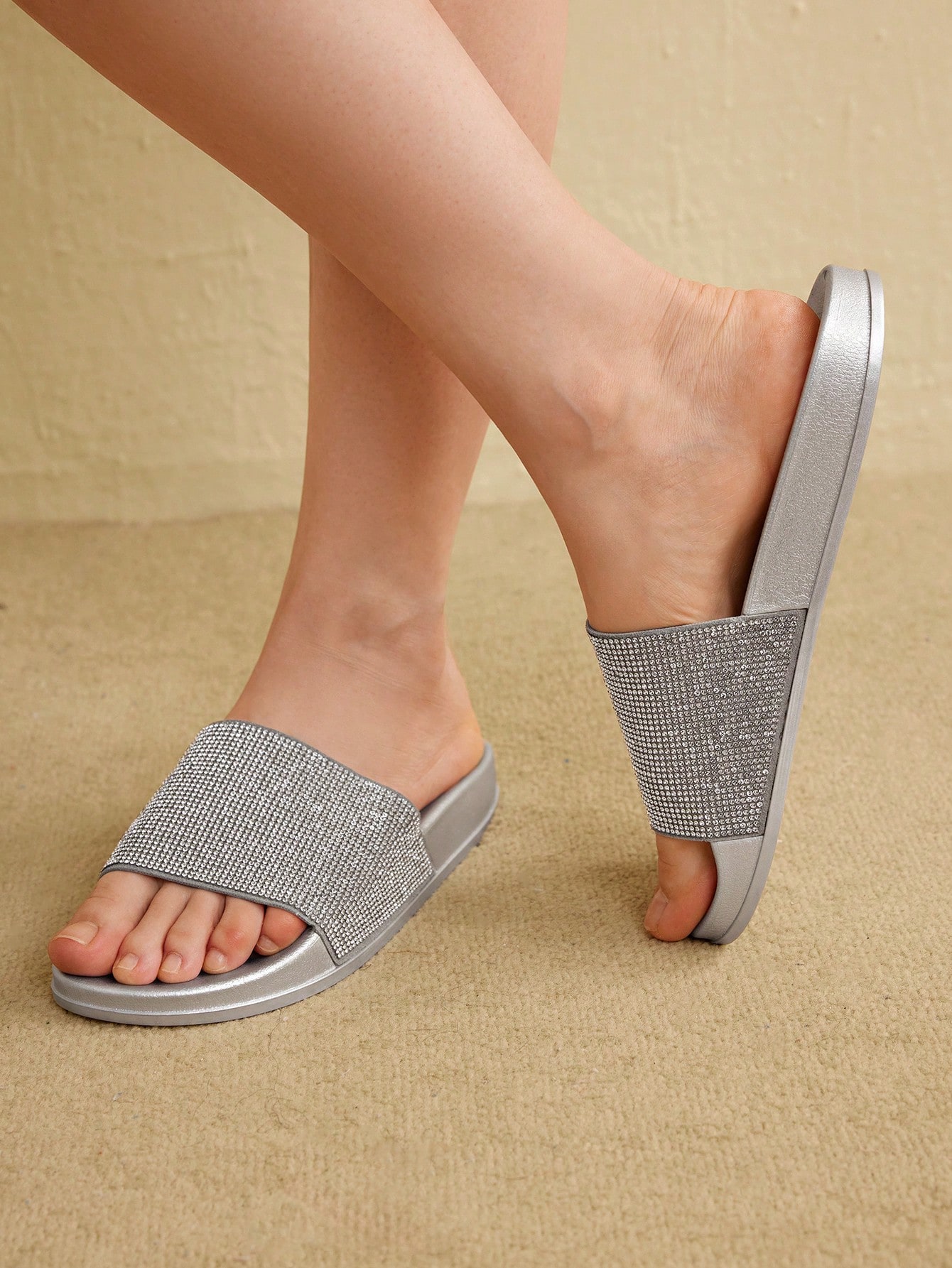 In Silver Women Slippers