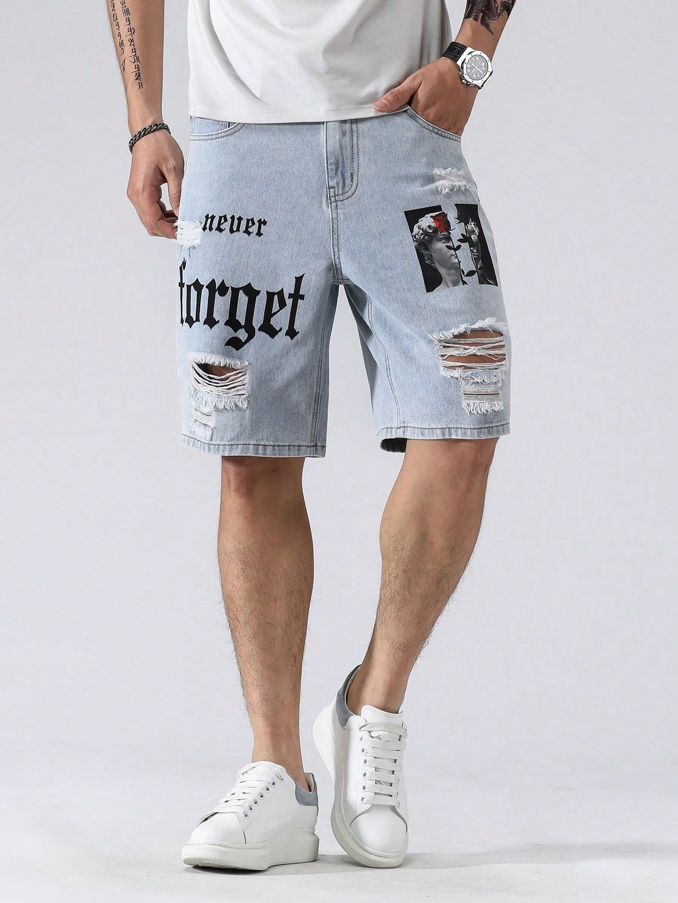 Men Plus Size Denim Shorts