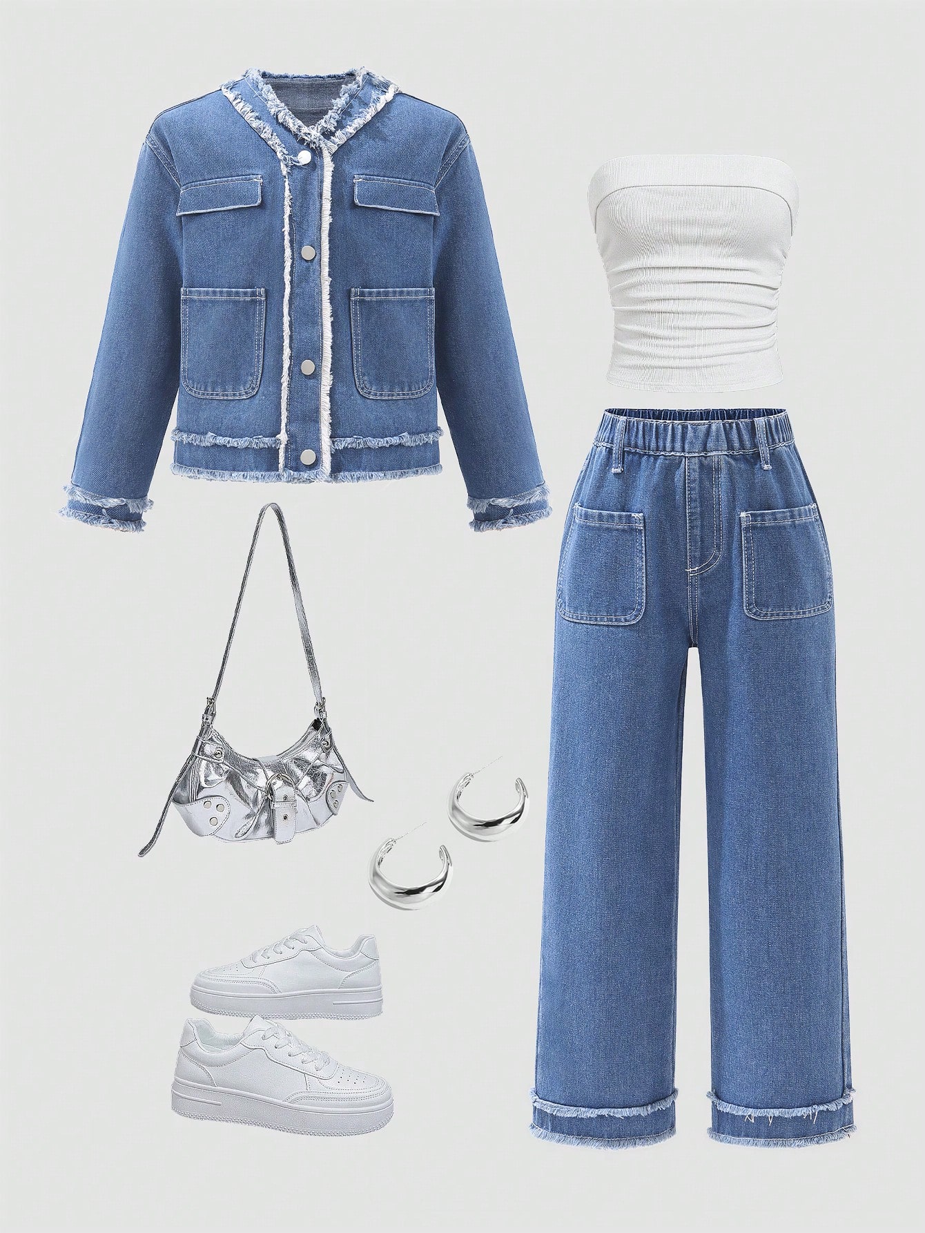 Tween Girls Denim Two-piece Outfits