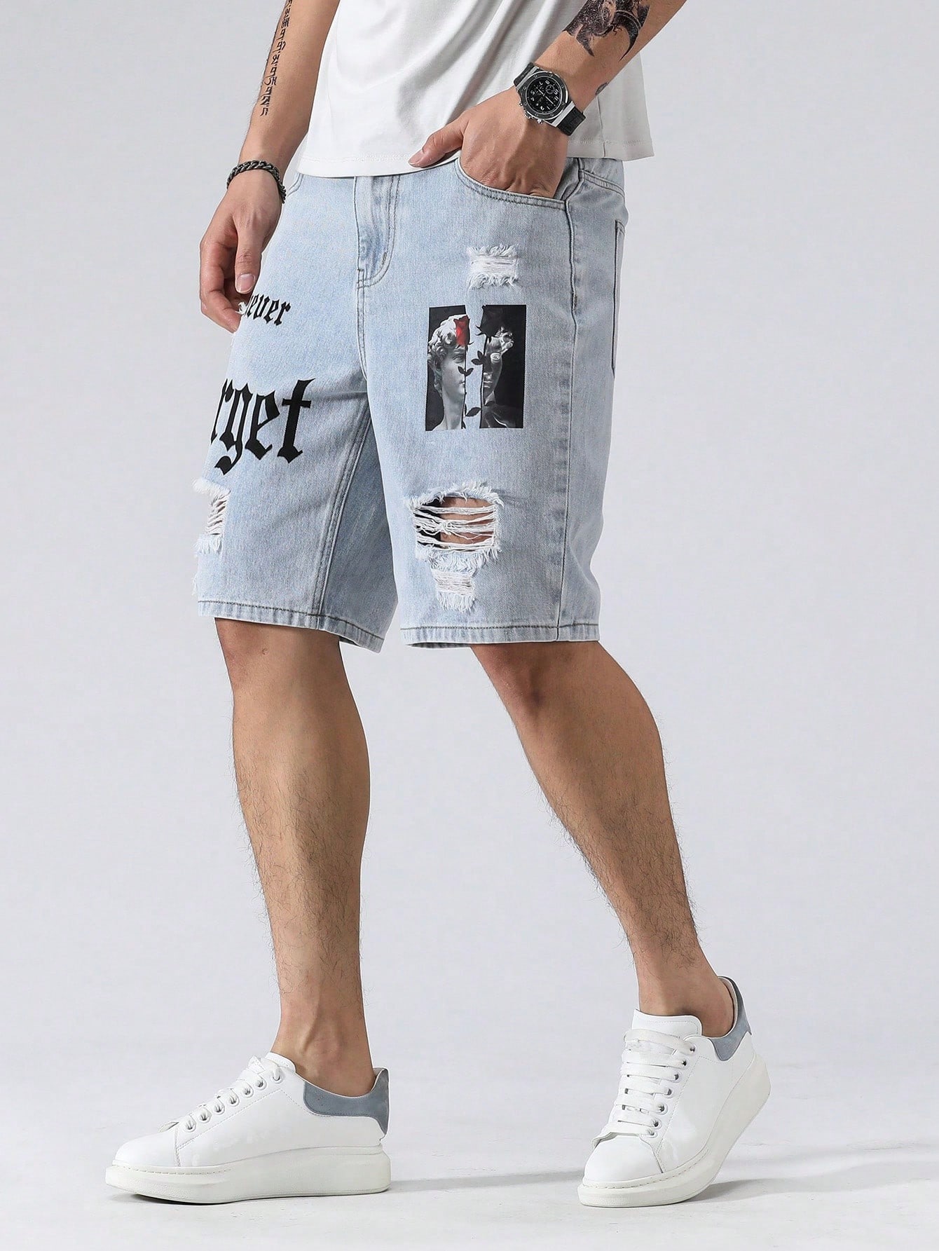 Men Plus Size Denim Shorts