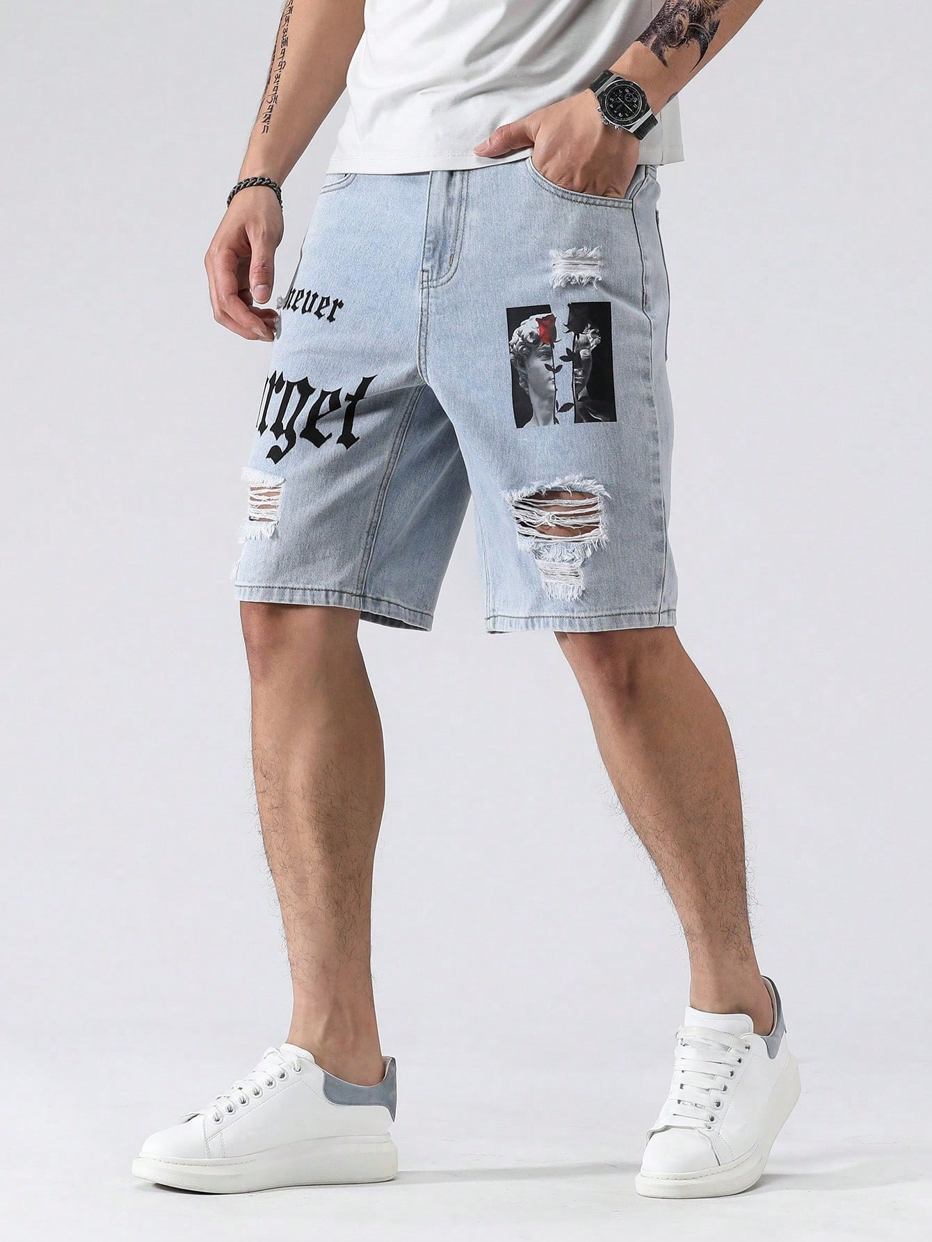 Men Plus Size Denim Shorts