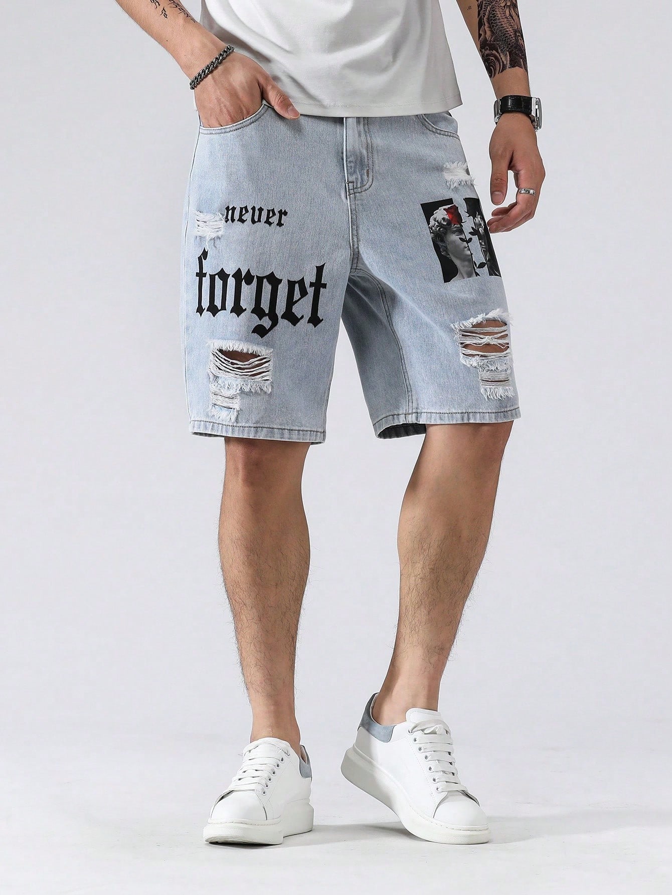 Men Plus Size Denim Shorts