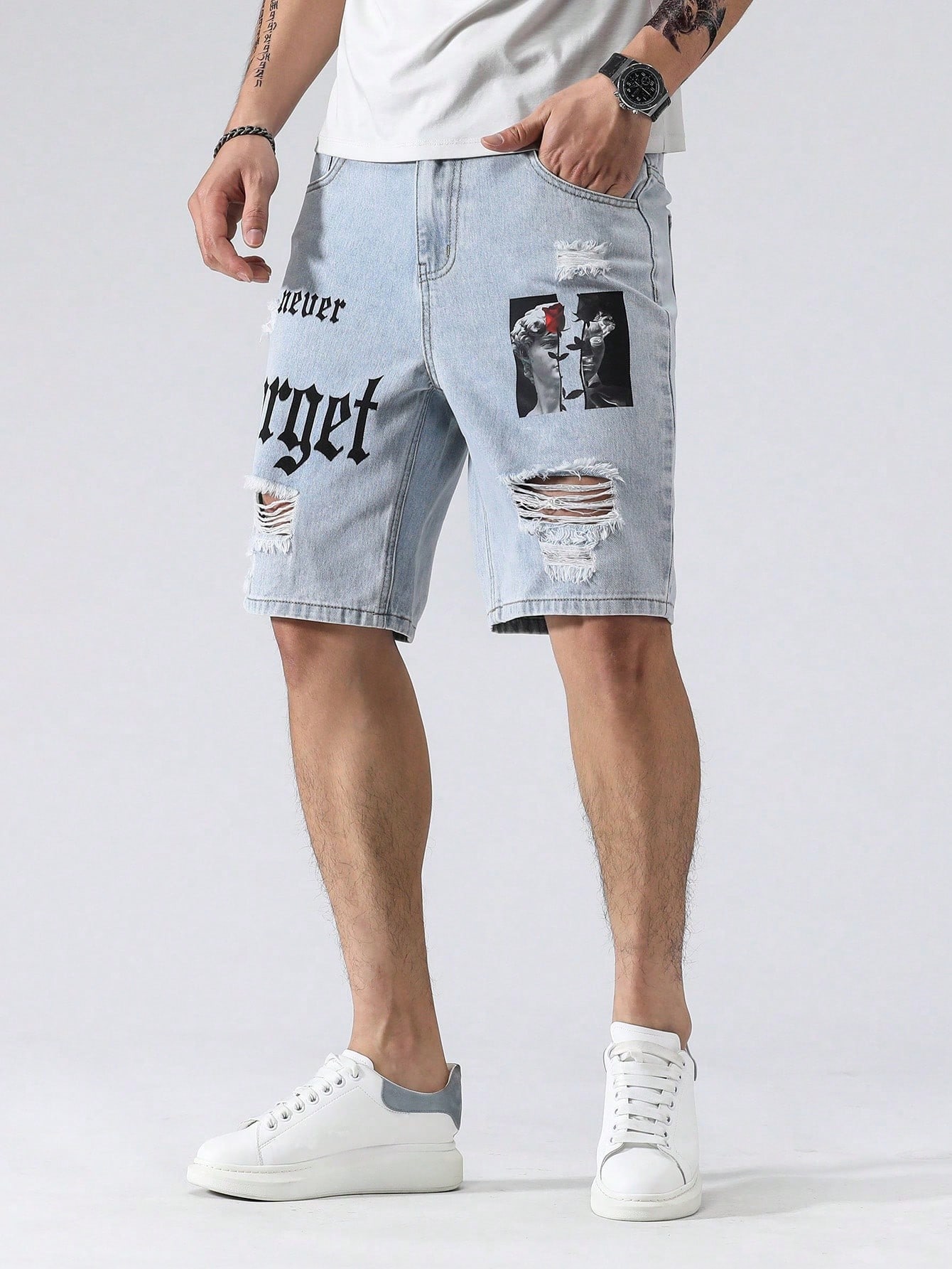 Men Plus Size Denim Shorts