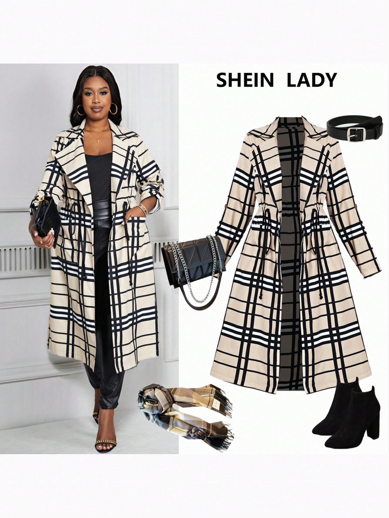 In Long Sleeve Plus Size Trench Coats