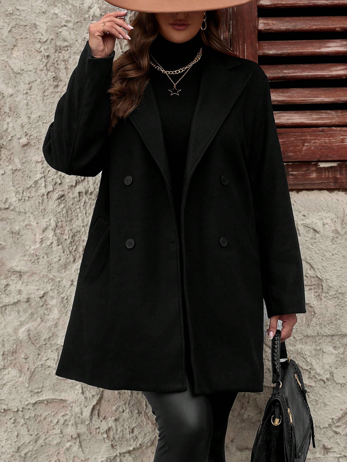 In Long Sleeve Plus Size Overcoats