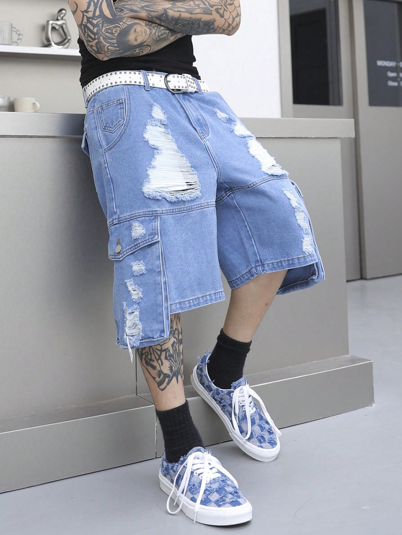 Men Plus Size Denim Shorts