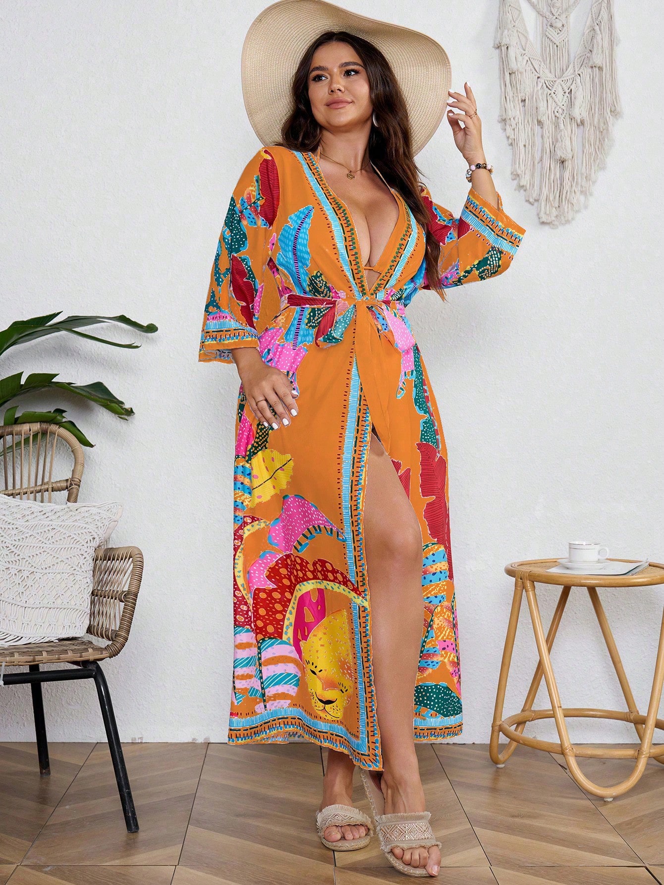 In Long Sleeve Plus Size Kimonos