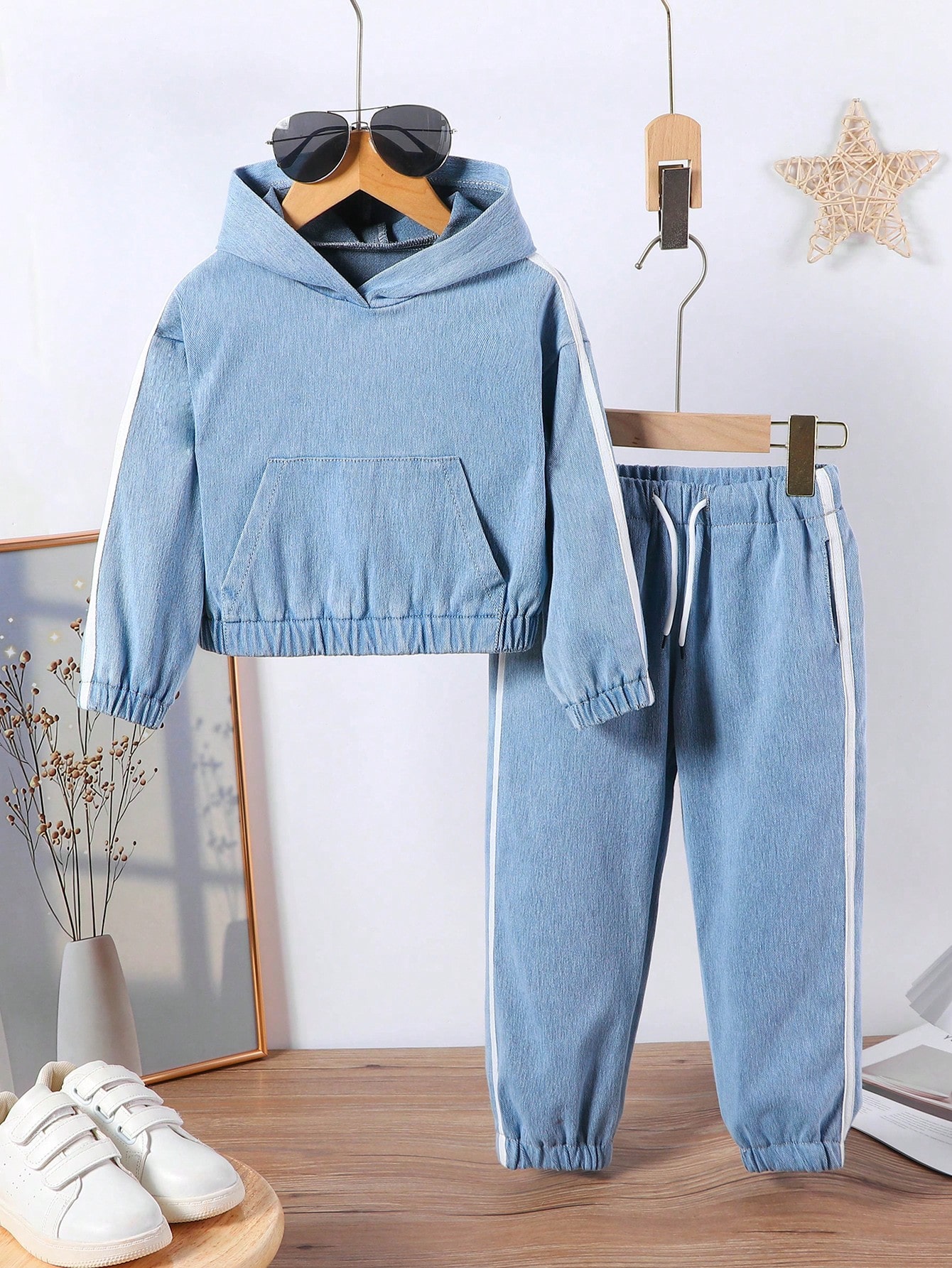 Young Girls Denim Two-piece Outfits