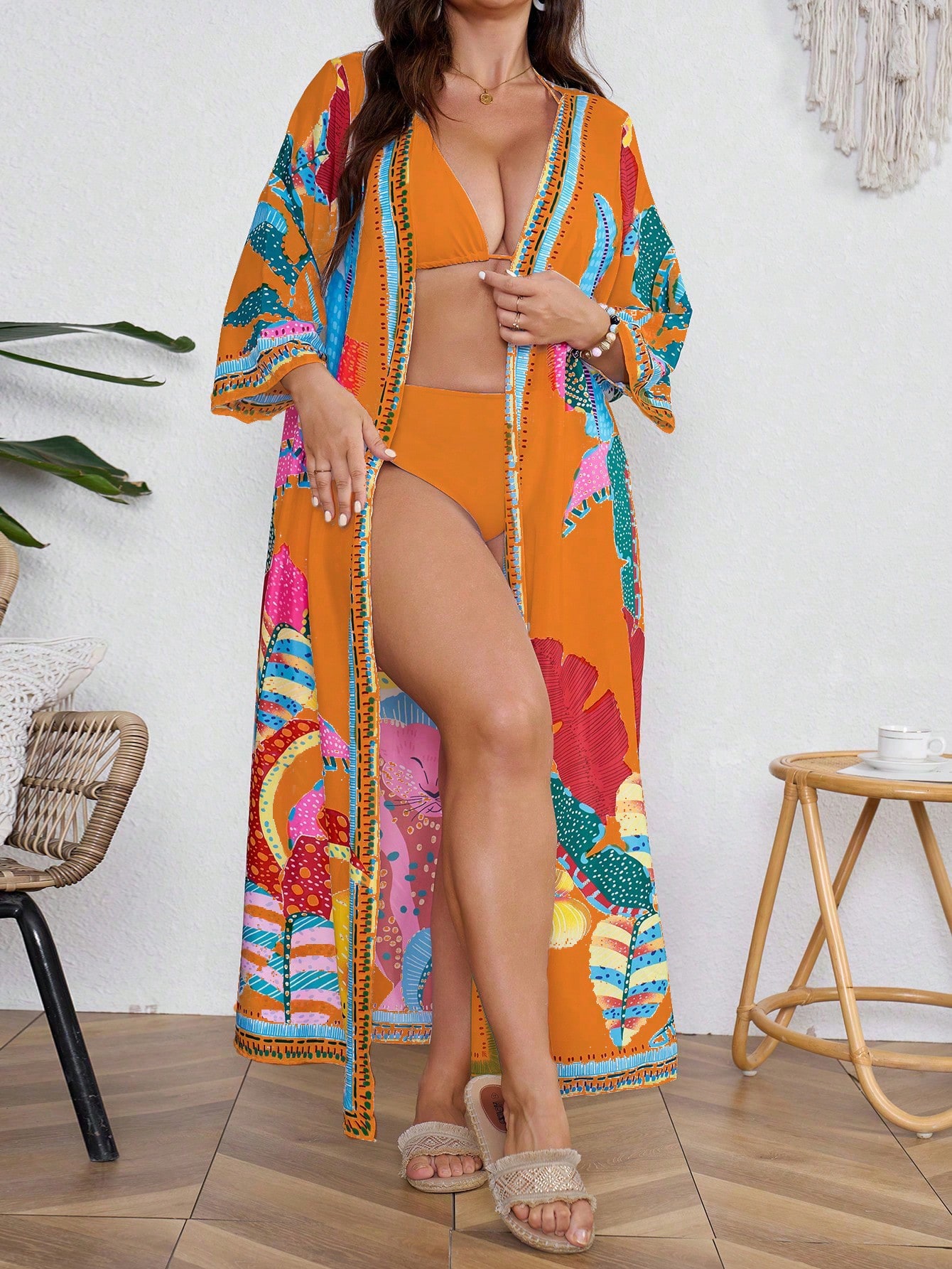 In Long Sleeve Plus Size Kimonos