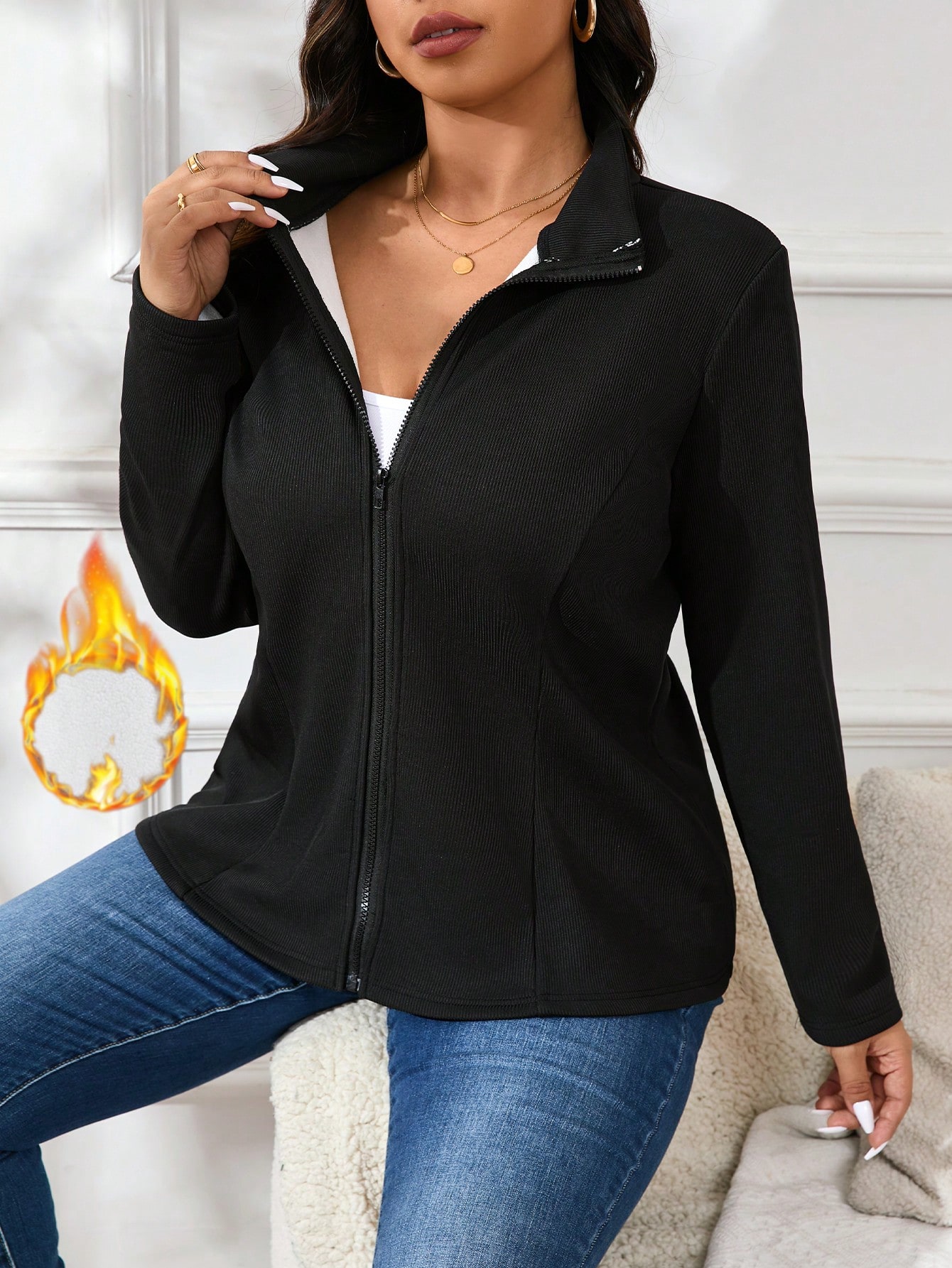 In Black Plus Size Jackets