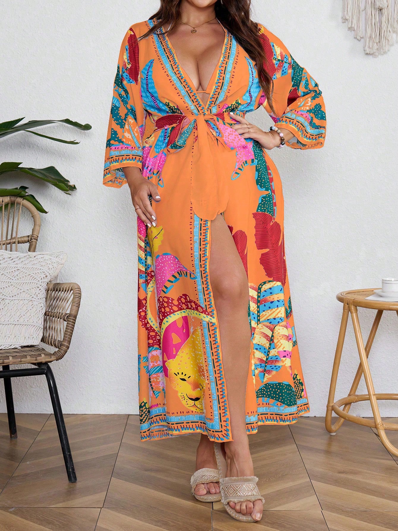 In Long Sleeve Plus Size Kimonos