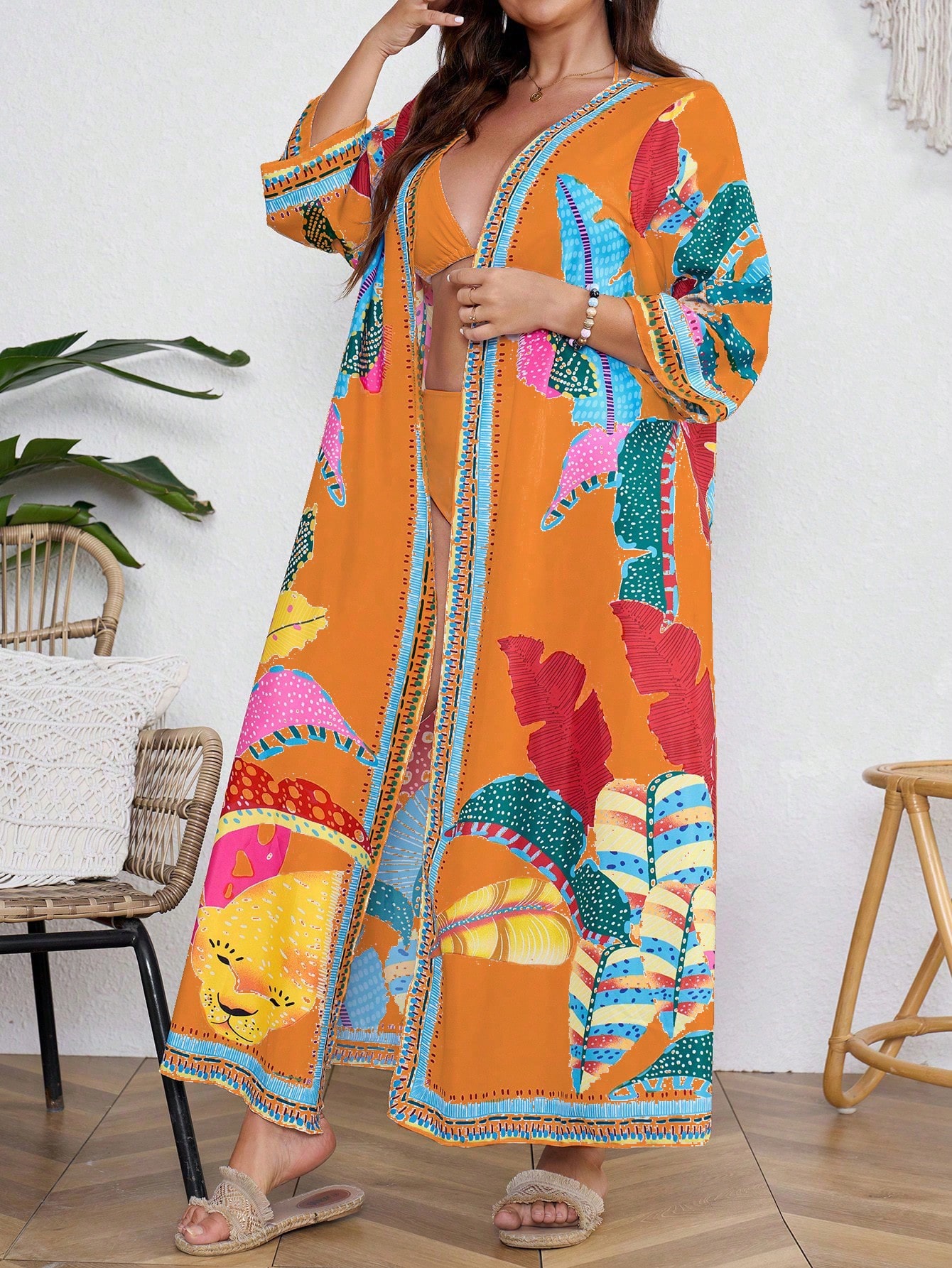 In Long Sleeve Plus Size Kimonos