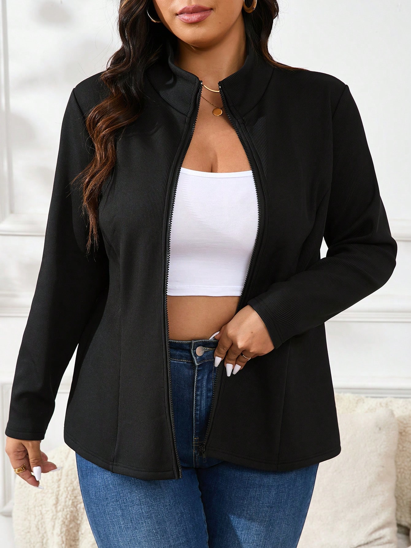 In Black Plus Size Jackets