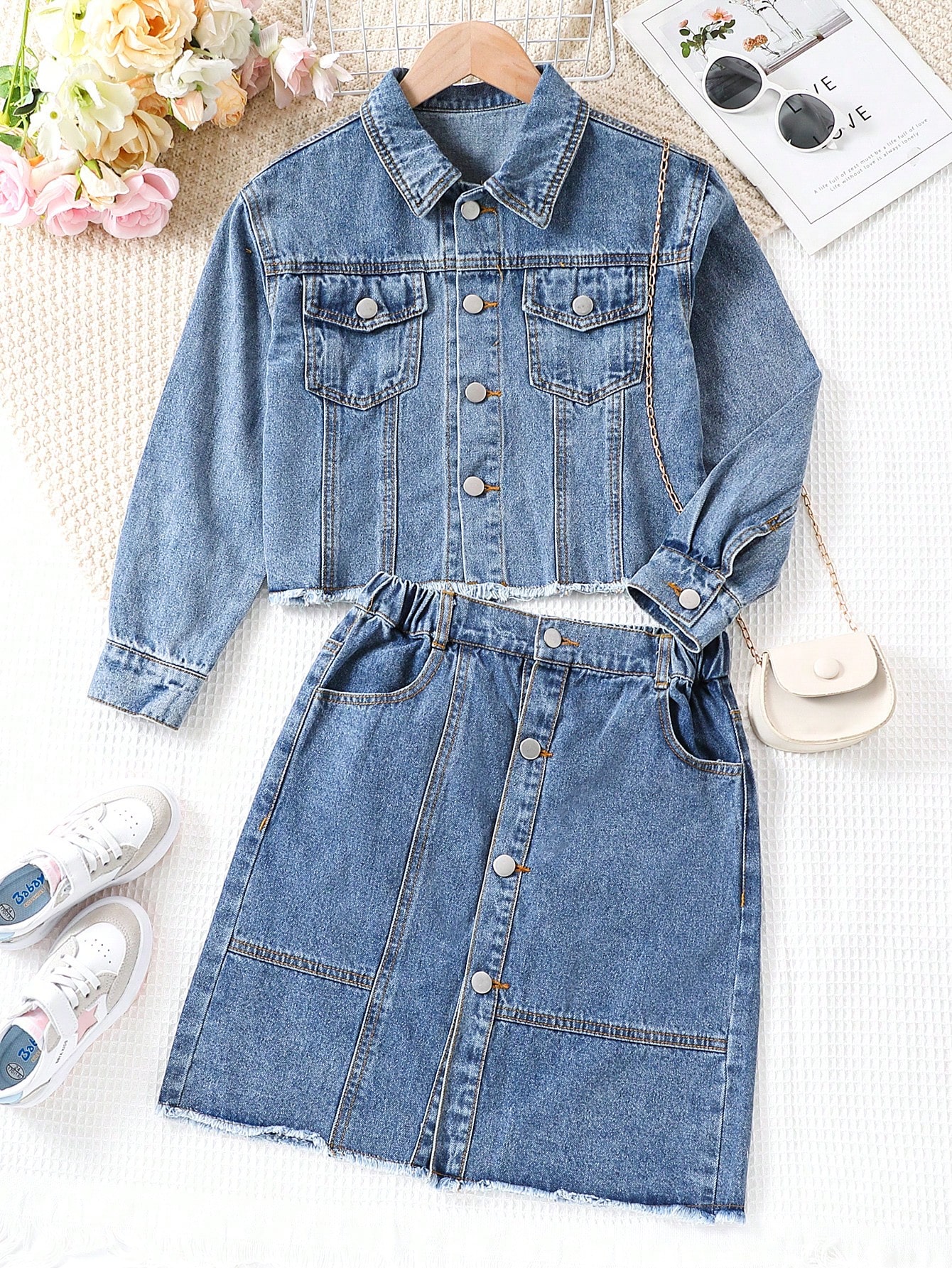 Tween Girls Denim Two-piece Outfits