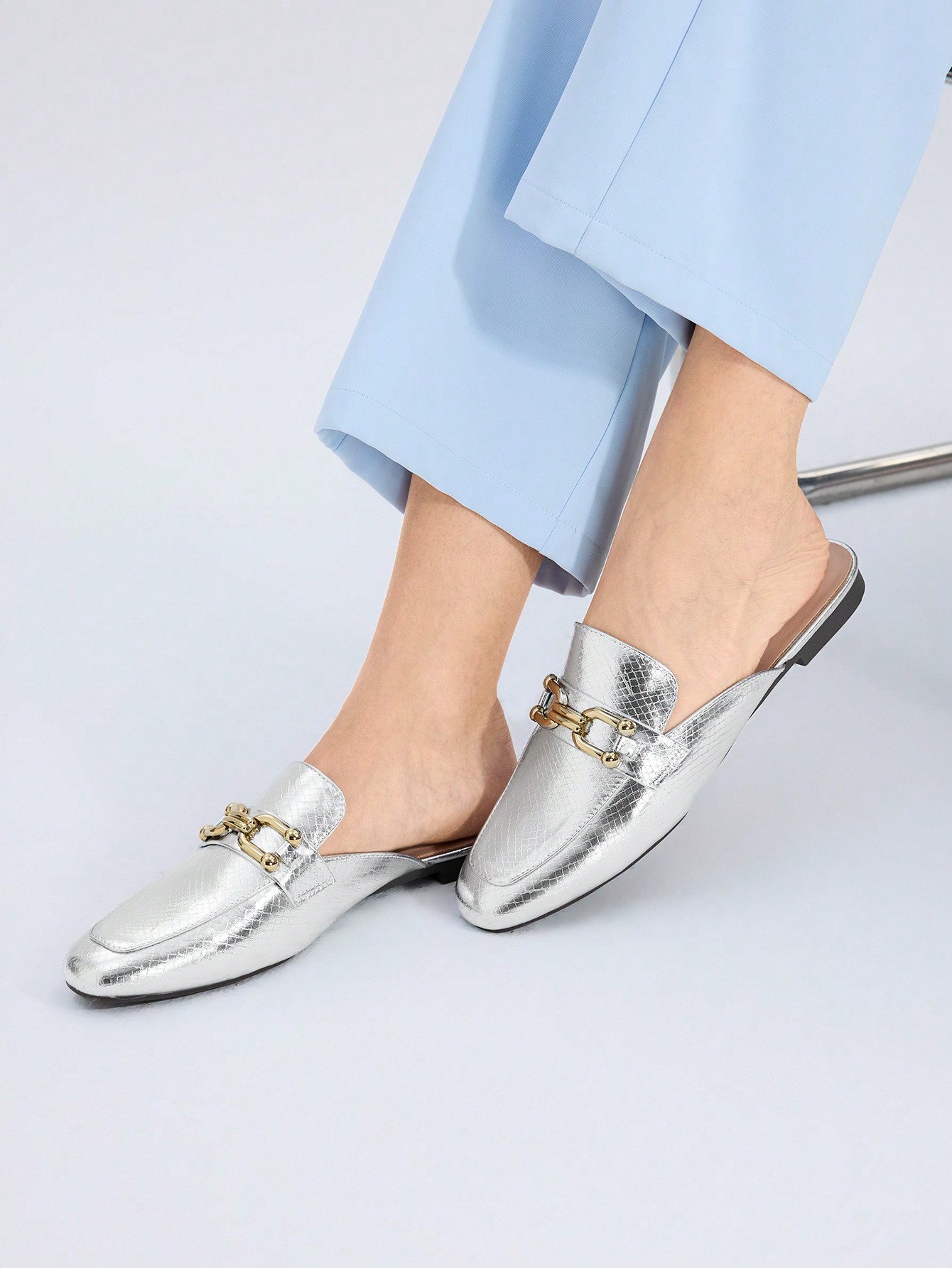 In Silver Women Flats