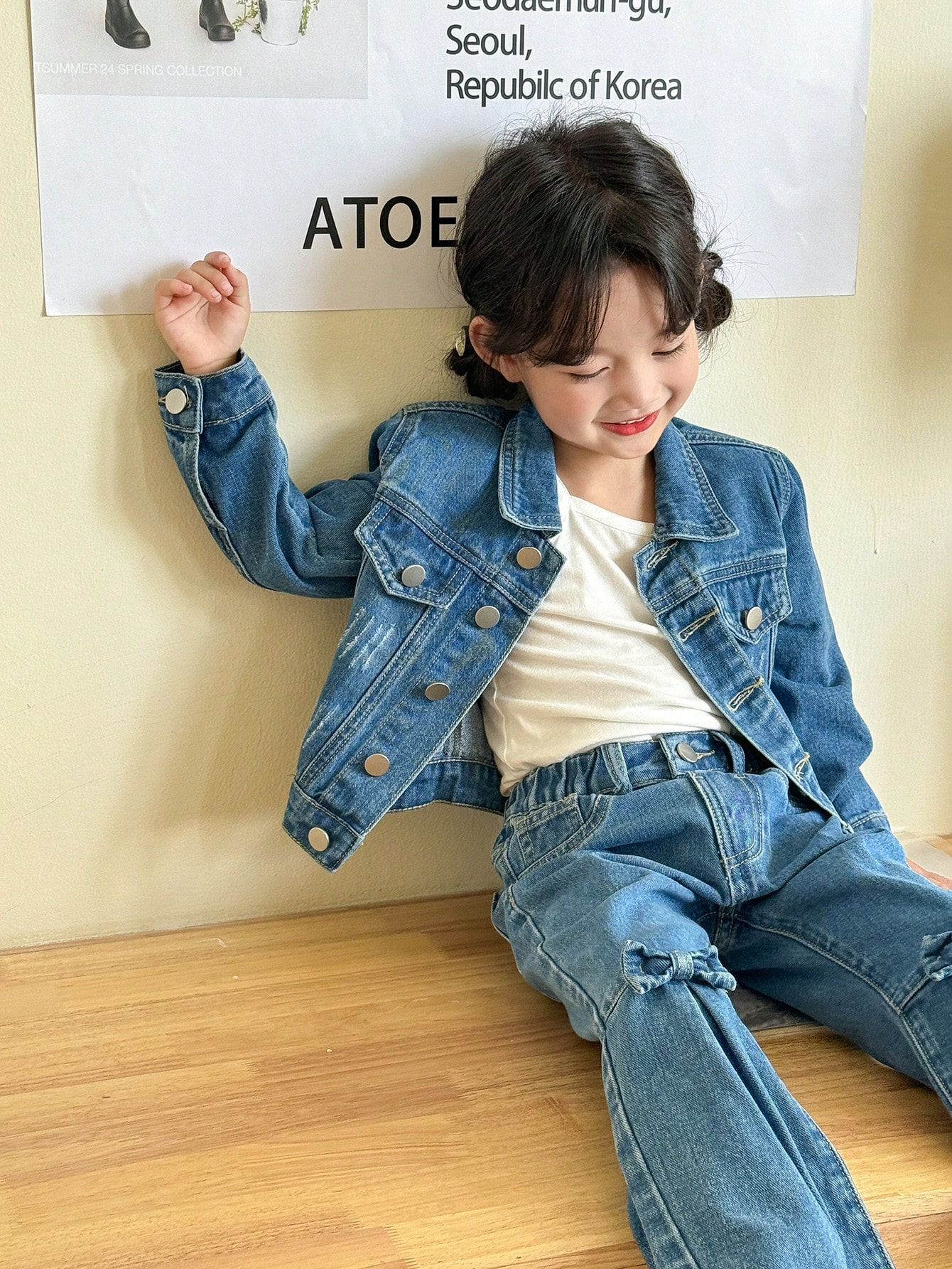 Young Girls Denim Two-piece Outfits