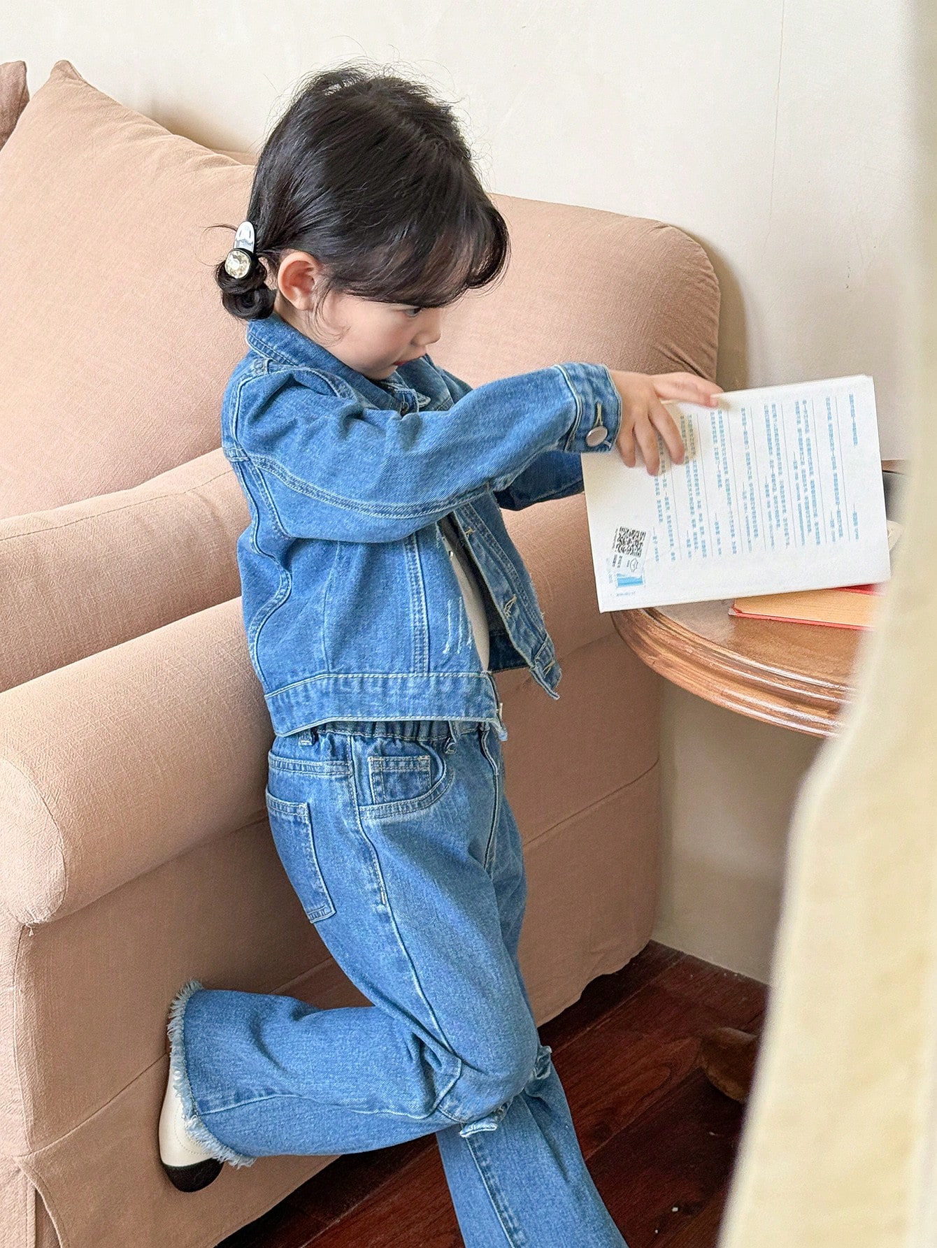 Young Girls Denim Two-piece Outfits