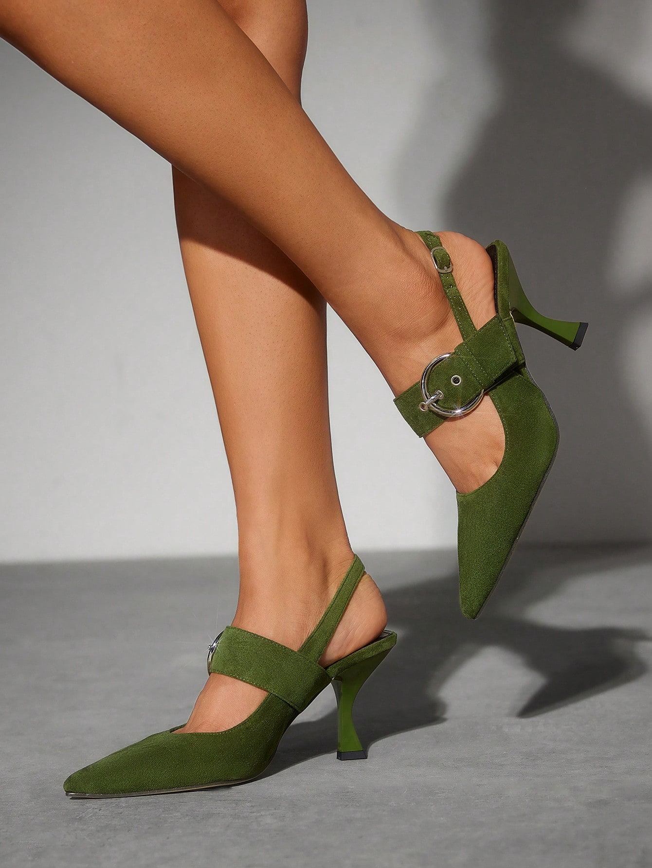 In Dark Green Women Shoes